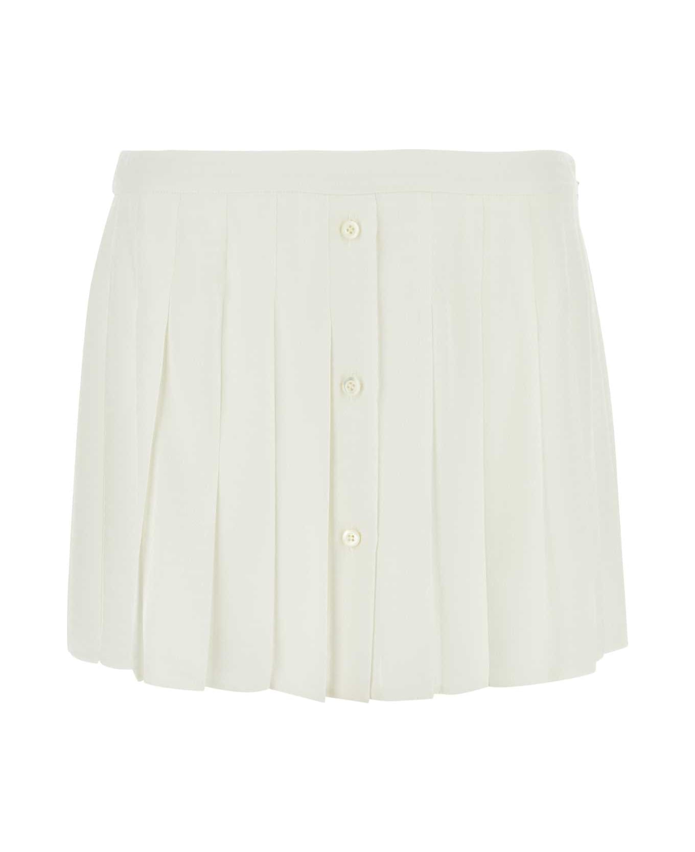 Prada Chalk Silk Miniskirt - BIANCO