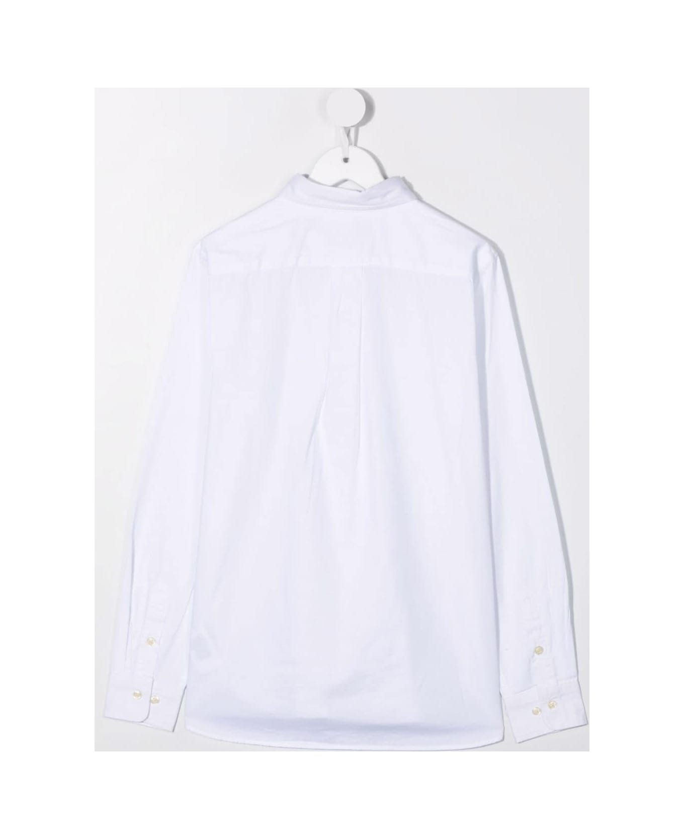 Polo Ralph Lauren White Long Sleeve Shirt With Logo Embroidery In Cotton Boy - White シャツ