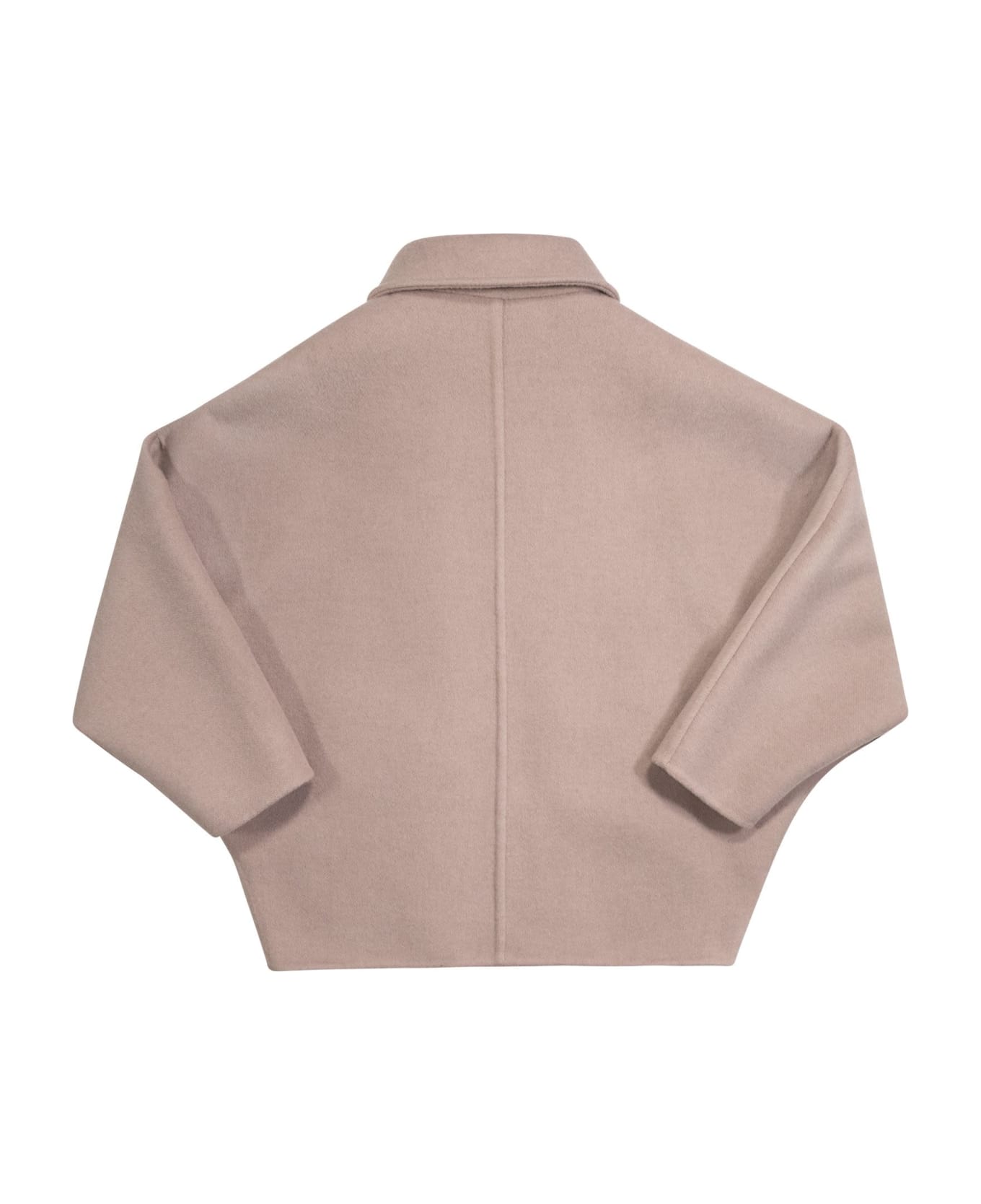 Brunello Cucinelli Double-breasted Coat In Virgin Wool And Cashmere Cloth With Jewellery - Pink