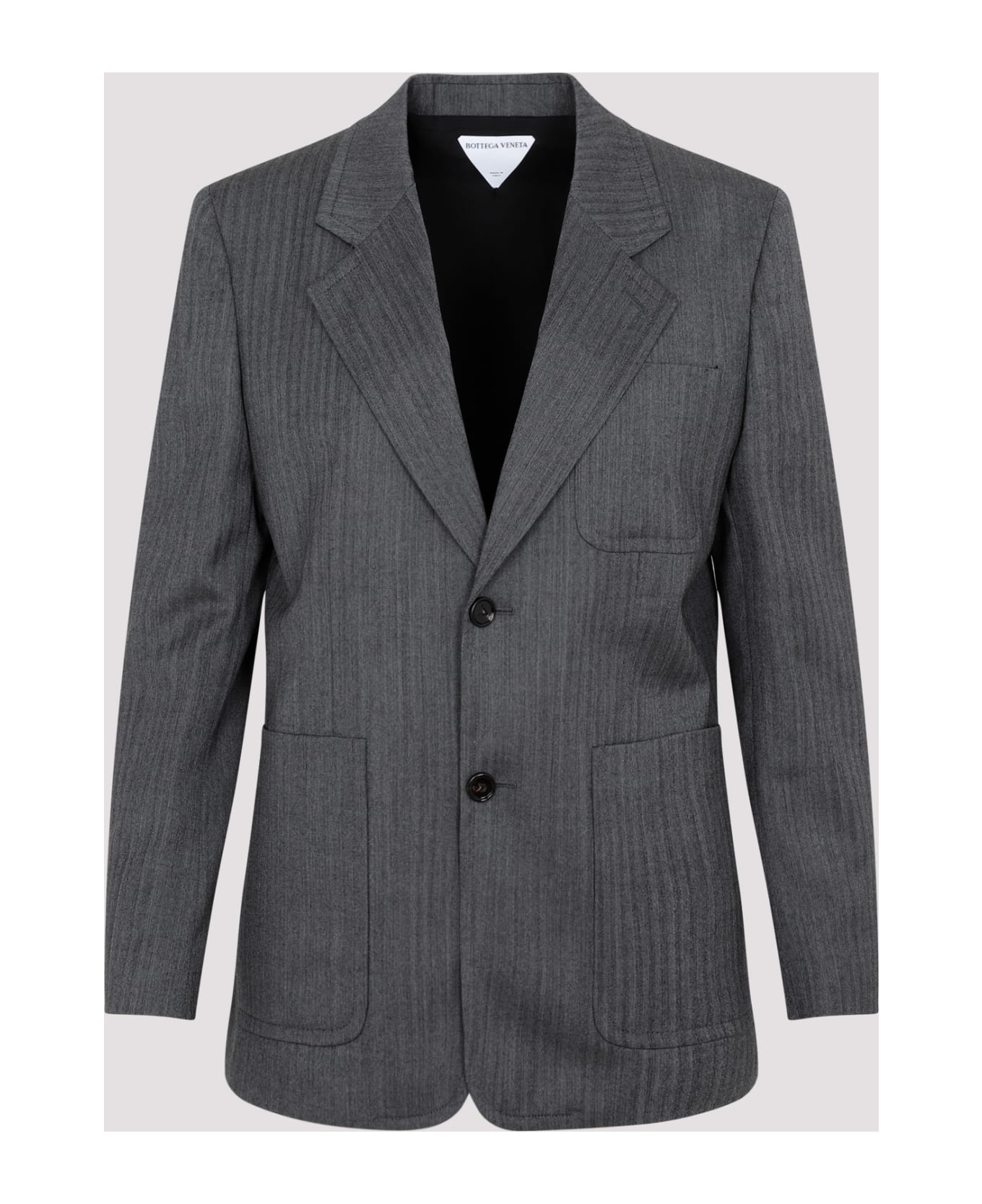 Bottega Veneta Wool Chevron Jacket - Grey Black