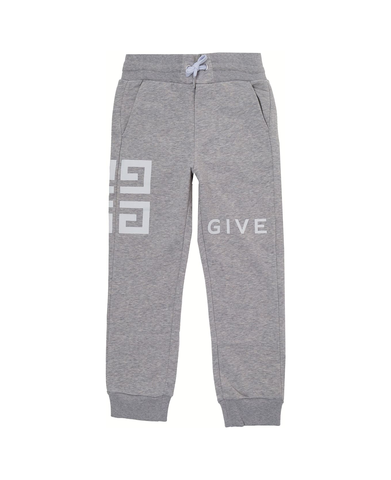 Givenchy Boy Blend Cotton Grey Jogger Pants With Logo - Grigio