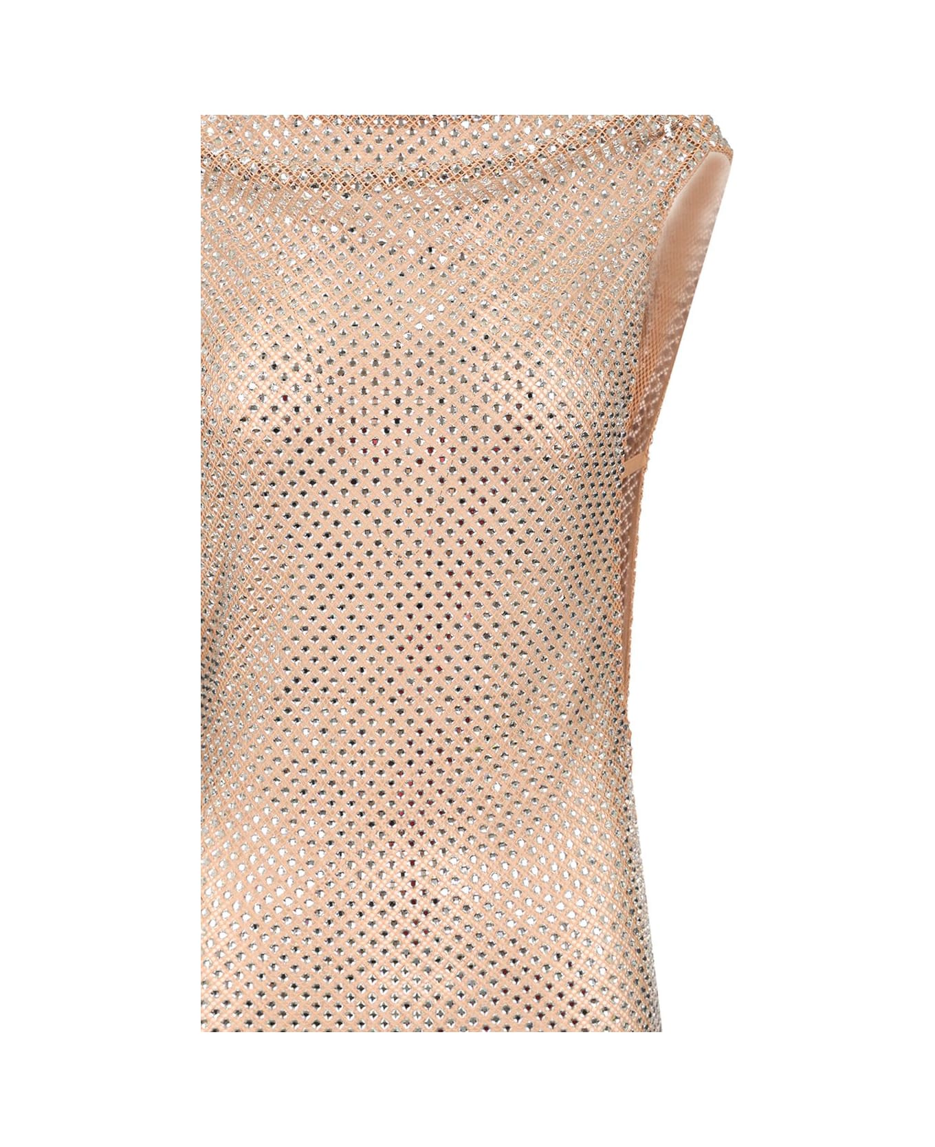 self-portrait Draped Long Dress With Rhinestones - SILVER