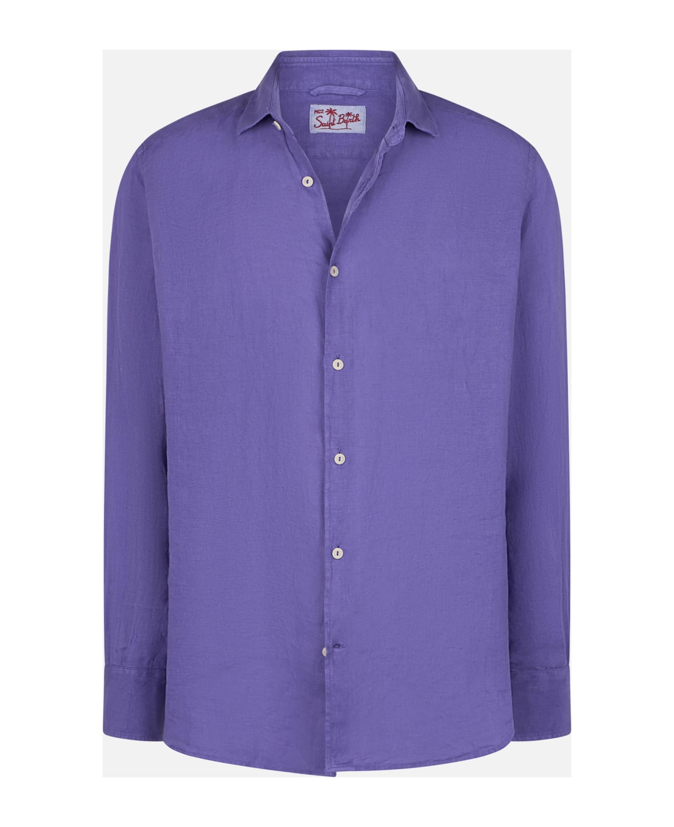 MC2 Saint Barth Man Purple Linen Shirt Pamplona - PINK