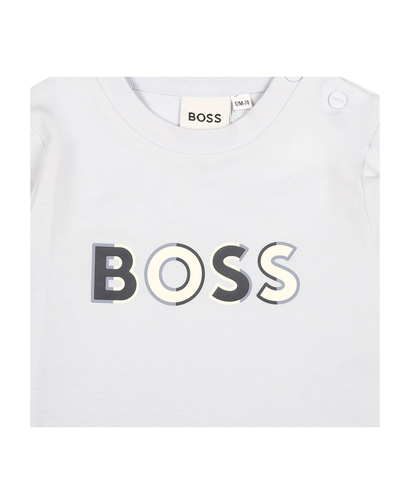 Hugo Boss Light Blue T-shirt For Baby Boy With Logo - Light Blue