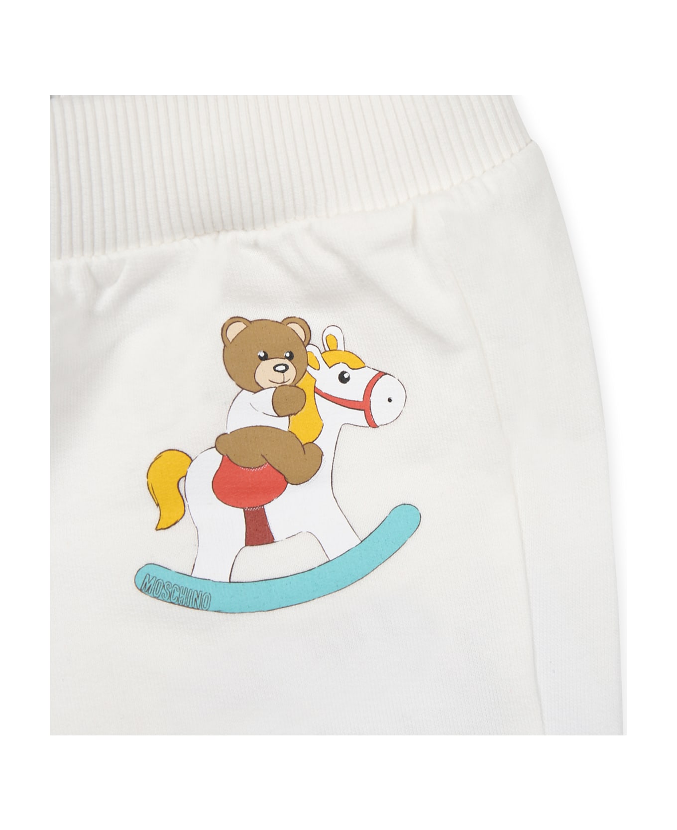 Moschino Ivory Trousers For Babykids With Teddy Bear - Ivory