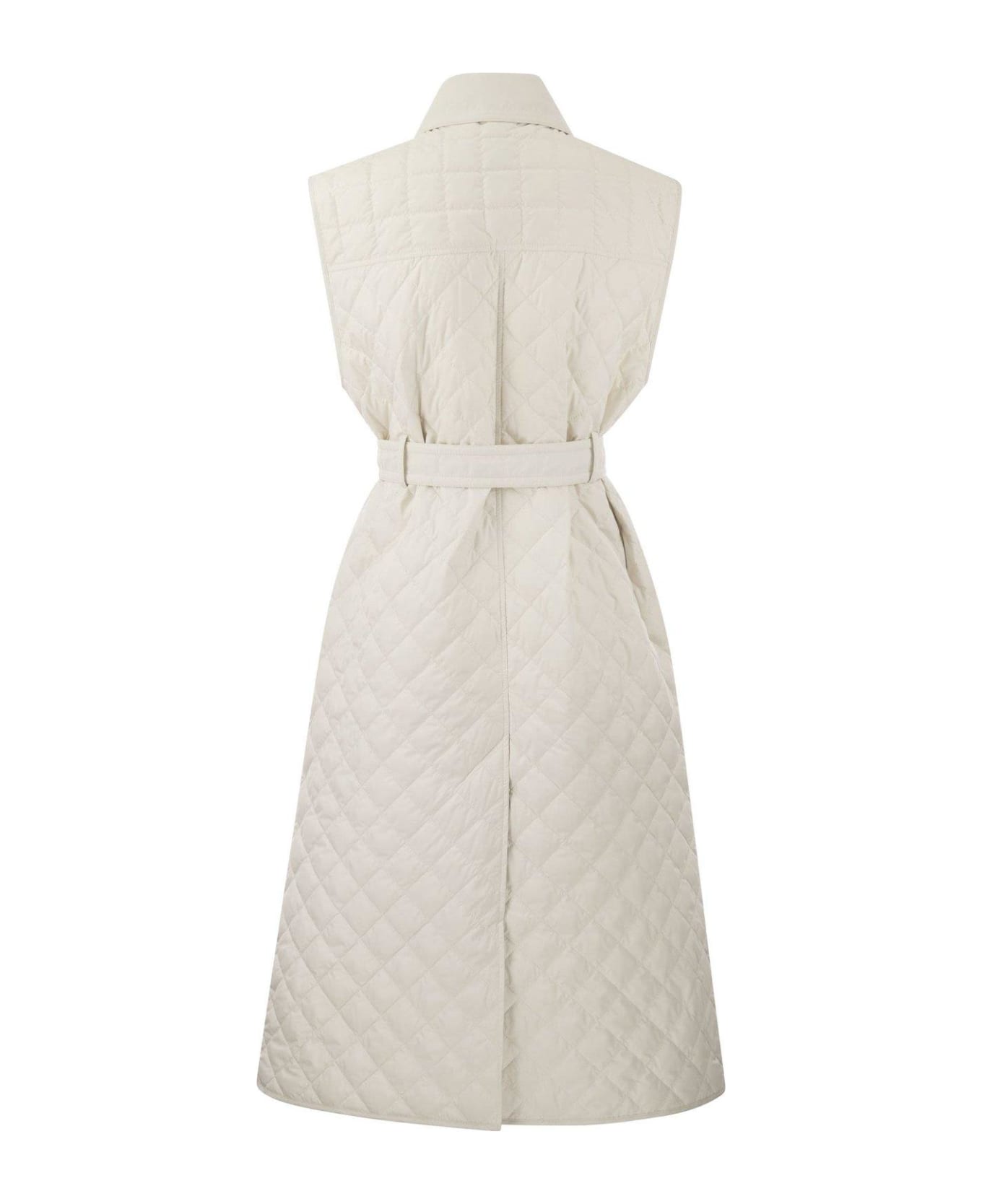 Moncler Sleeveless Quilted Trench Coat - Bianco