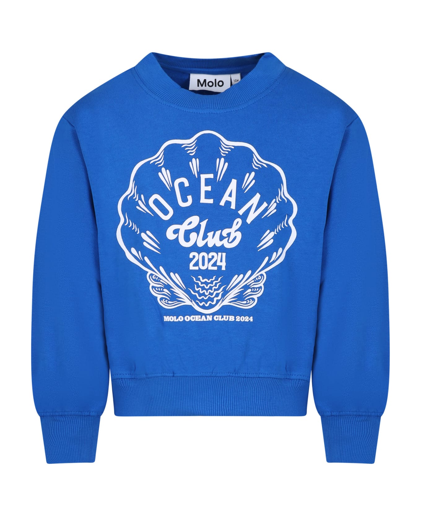 Molo Blue Sweatshirt For Girl With Shell - Blue ニットウェア＆スウェットシャツ