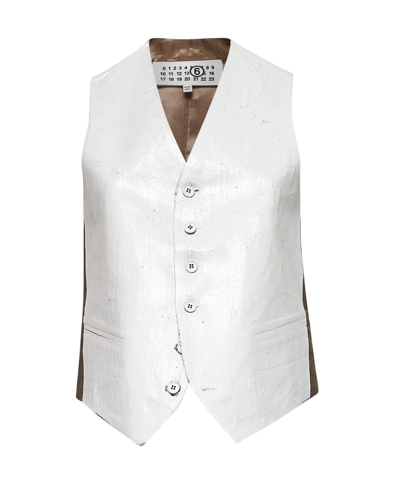 MM6 Maison Margiela V-neck Panelled Vest - White