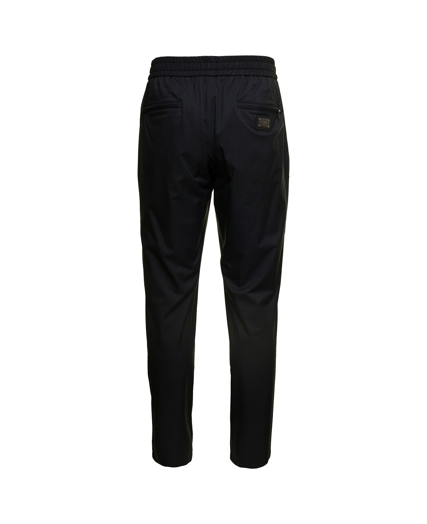 Dolce & Gabbana Jogger Pants With Drawstring In Jersey Lined Nylon - Black