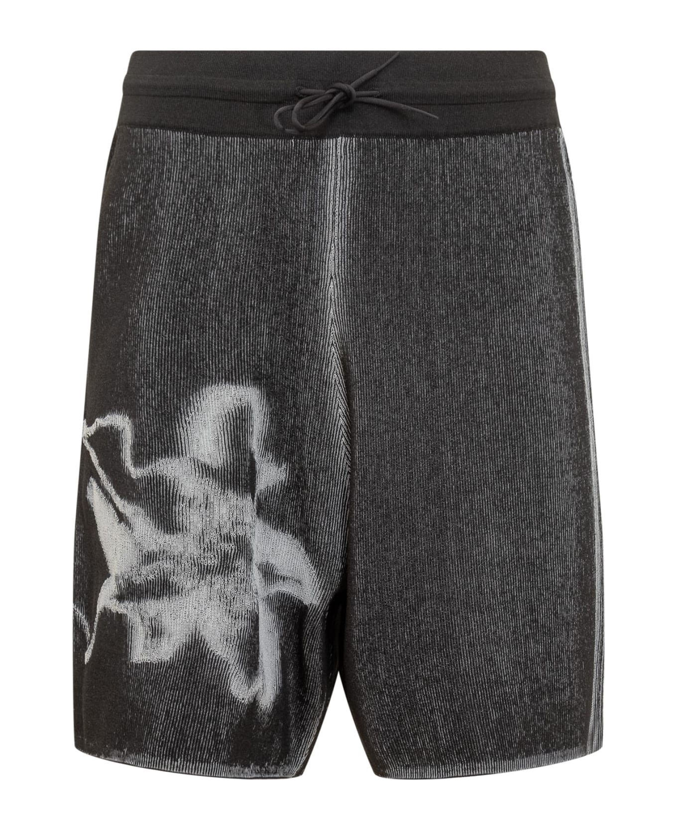 Y-3 Gfx Relaxed Fit Knit Shorts - BLACK/WHITE