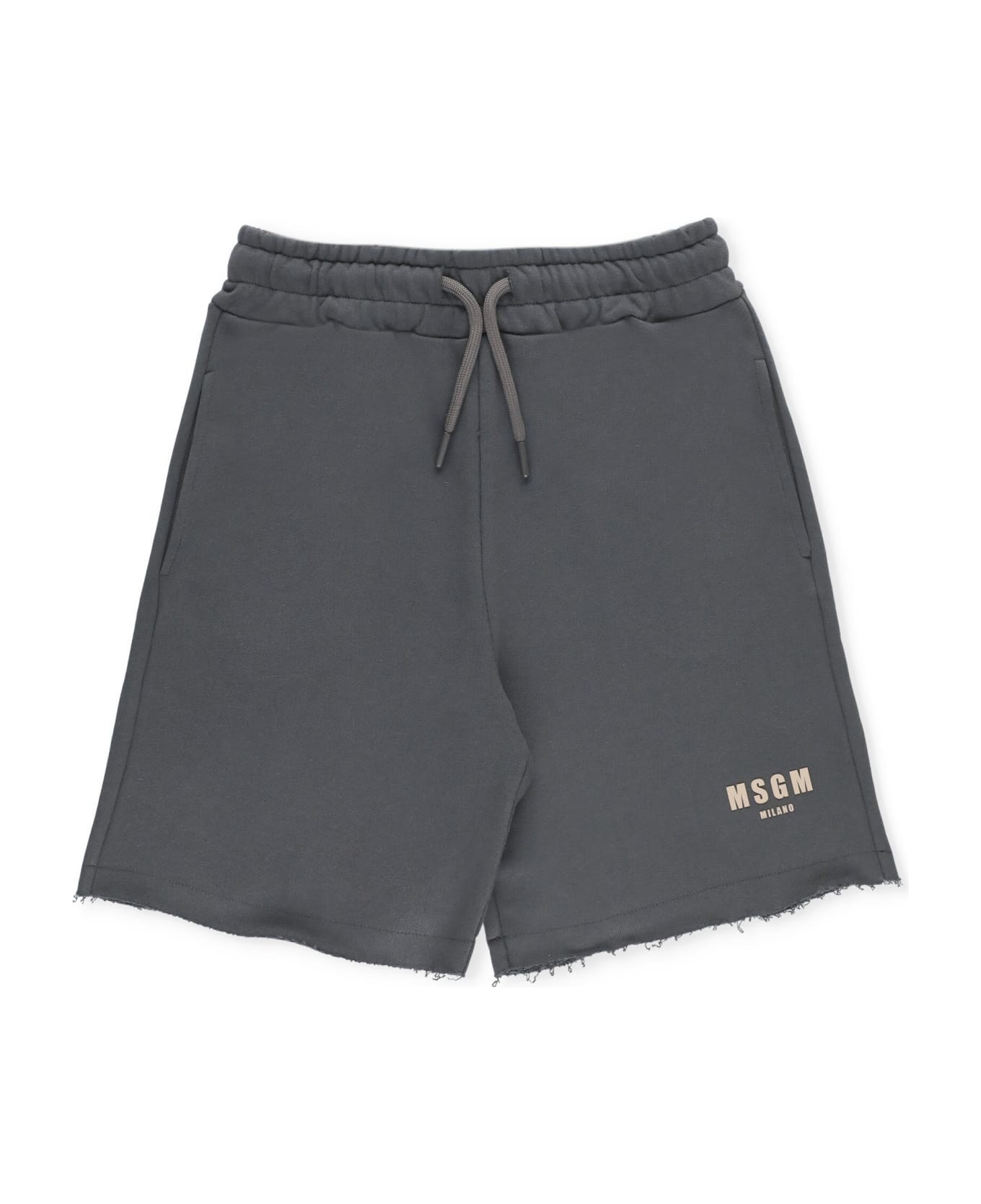 MSGM Bermuda Shorts With Logo - Grey