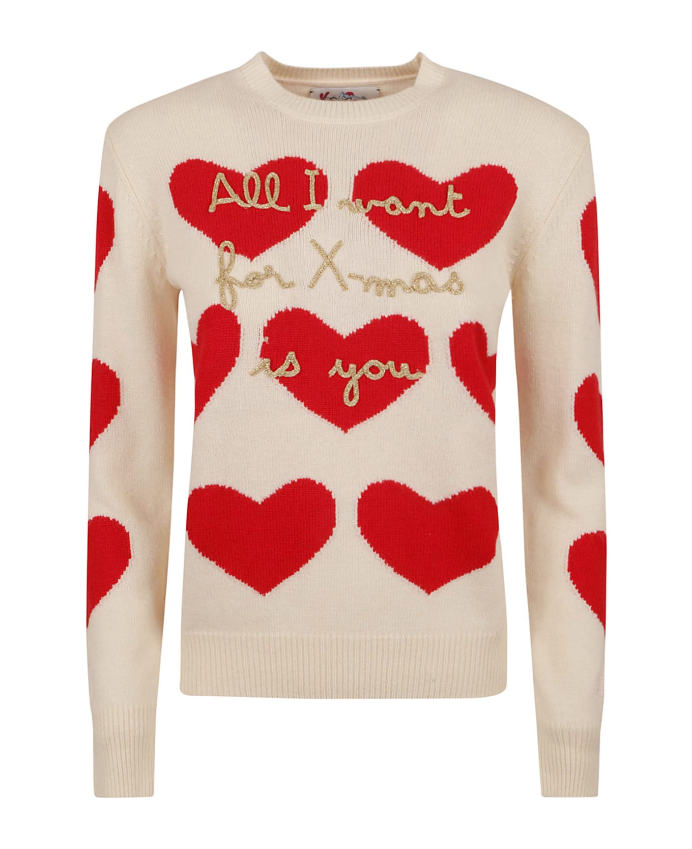 MC2 Saint Barth Heart Motif Embroidered Trim Sweater - ALL I WANT 10 ニットウェア