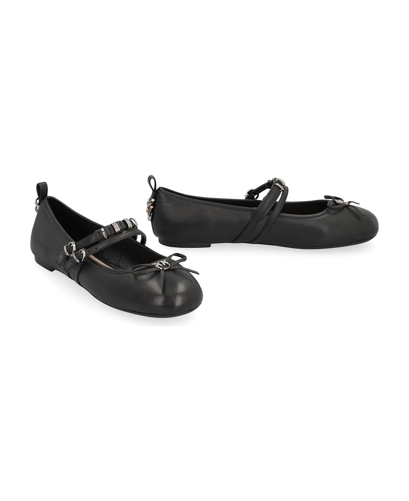 Pinko Gioia Leather Ballet Flats - Black