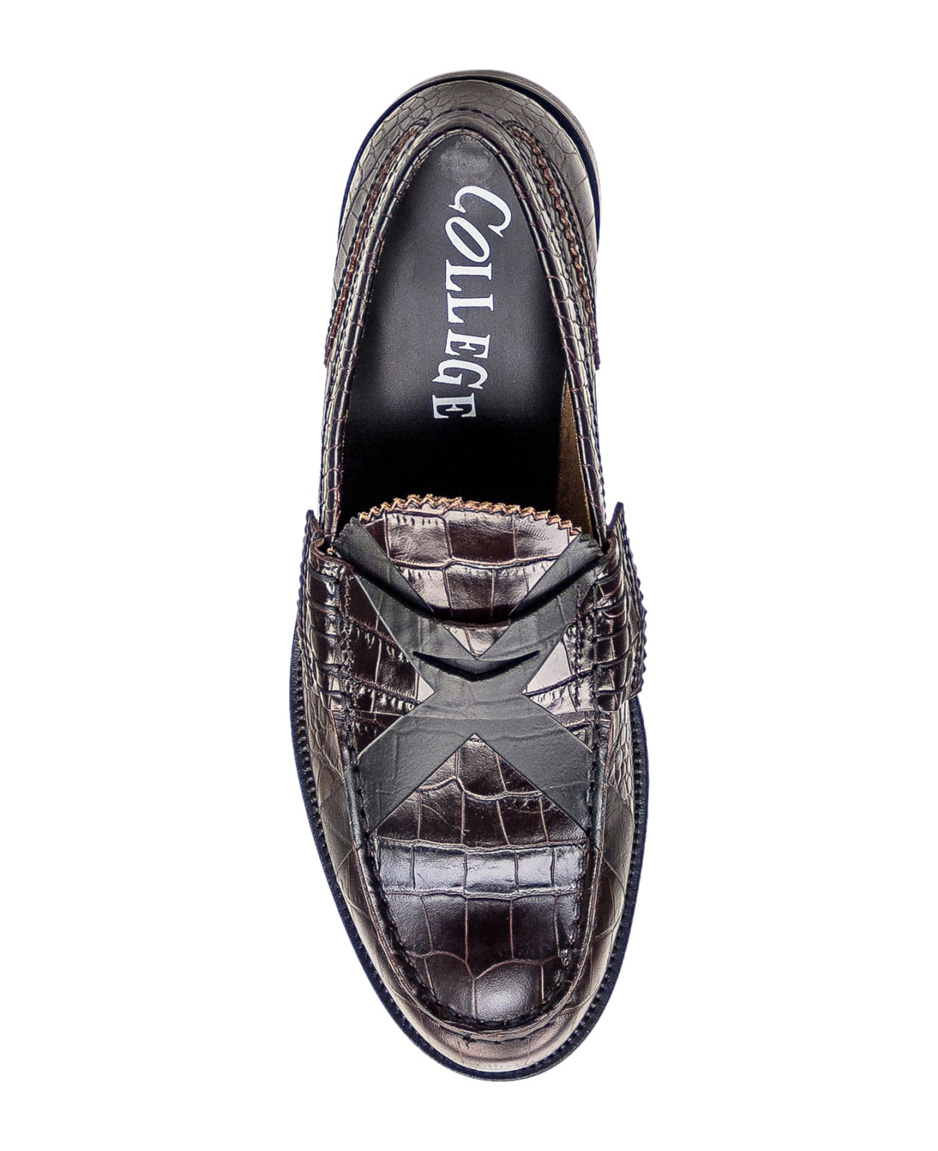 College Leather Loafer - T.MORO-BLACK