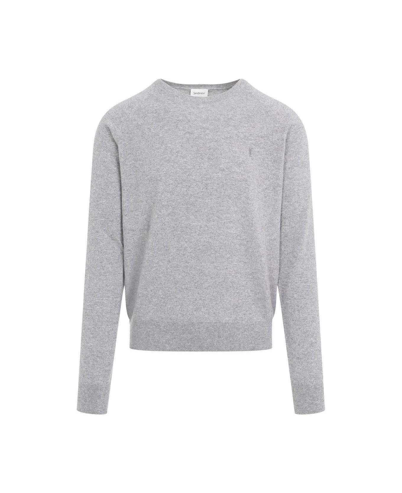 Saint Laurent Cassandre Crewneck Jumper - Gris Chine