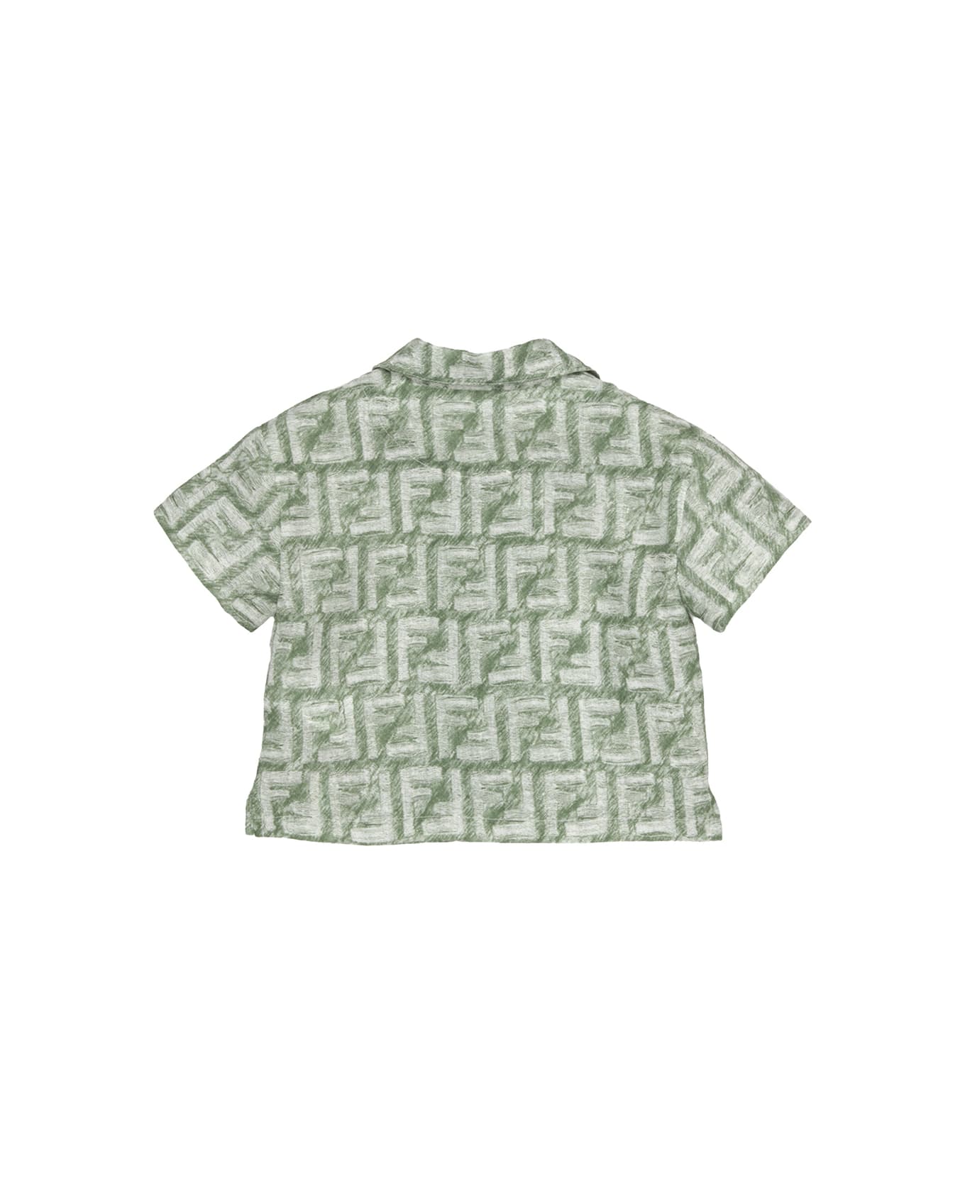 Fendi Bowling Shirt With Green Monogram Motif - Green