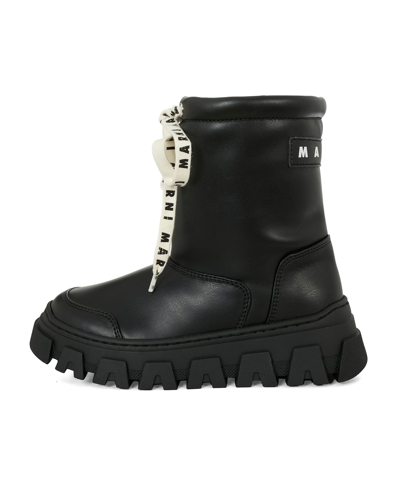 Marni Brown Ankle Boots For Girl With Logo - Black