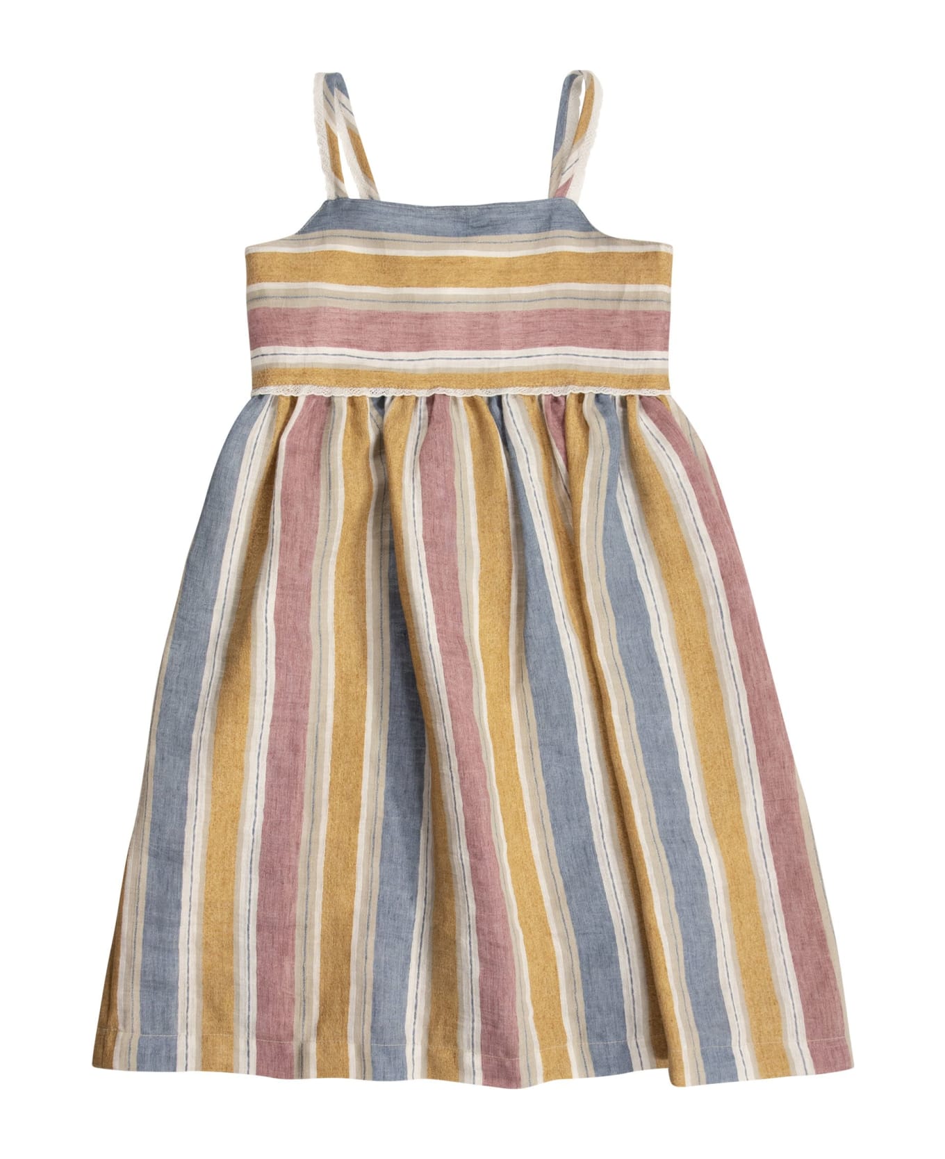 Il Gufo Striped Linen-blend Dress - Amber