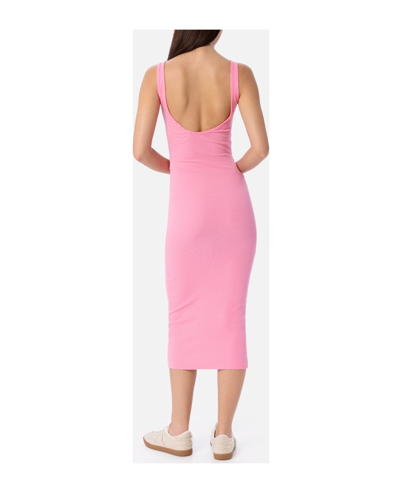 MC2 Saint Barth Woman Ribbed Pink Cotton Jersey Tank Dress Jennifer - PINK
