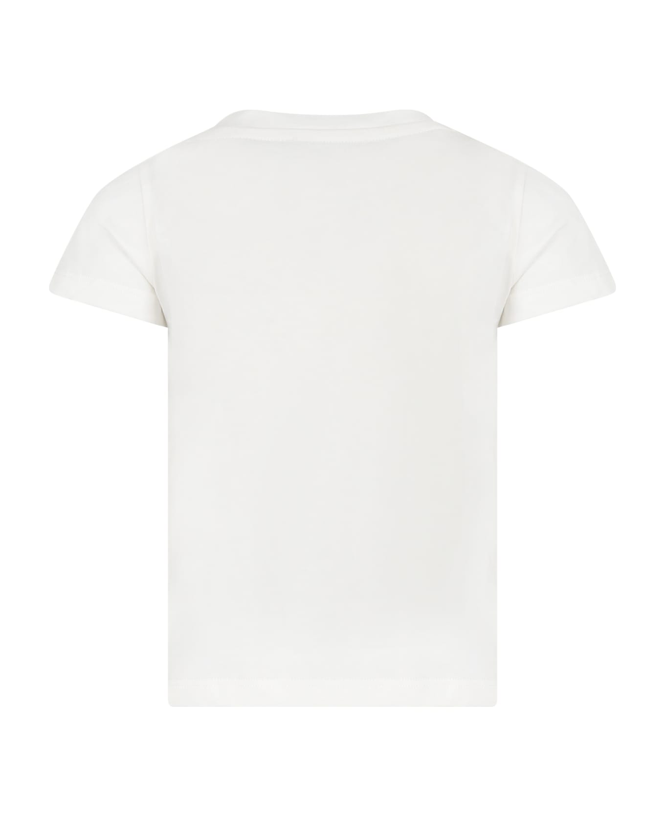 Versace White T-shirt For Girl With Logo Tシャツ＆ポロシャツ