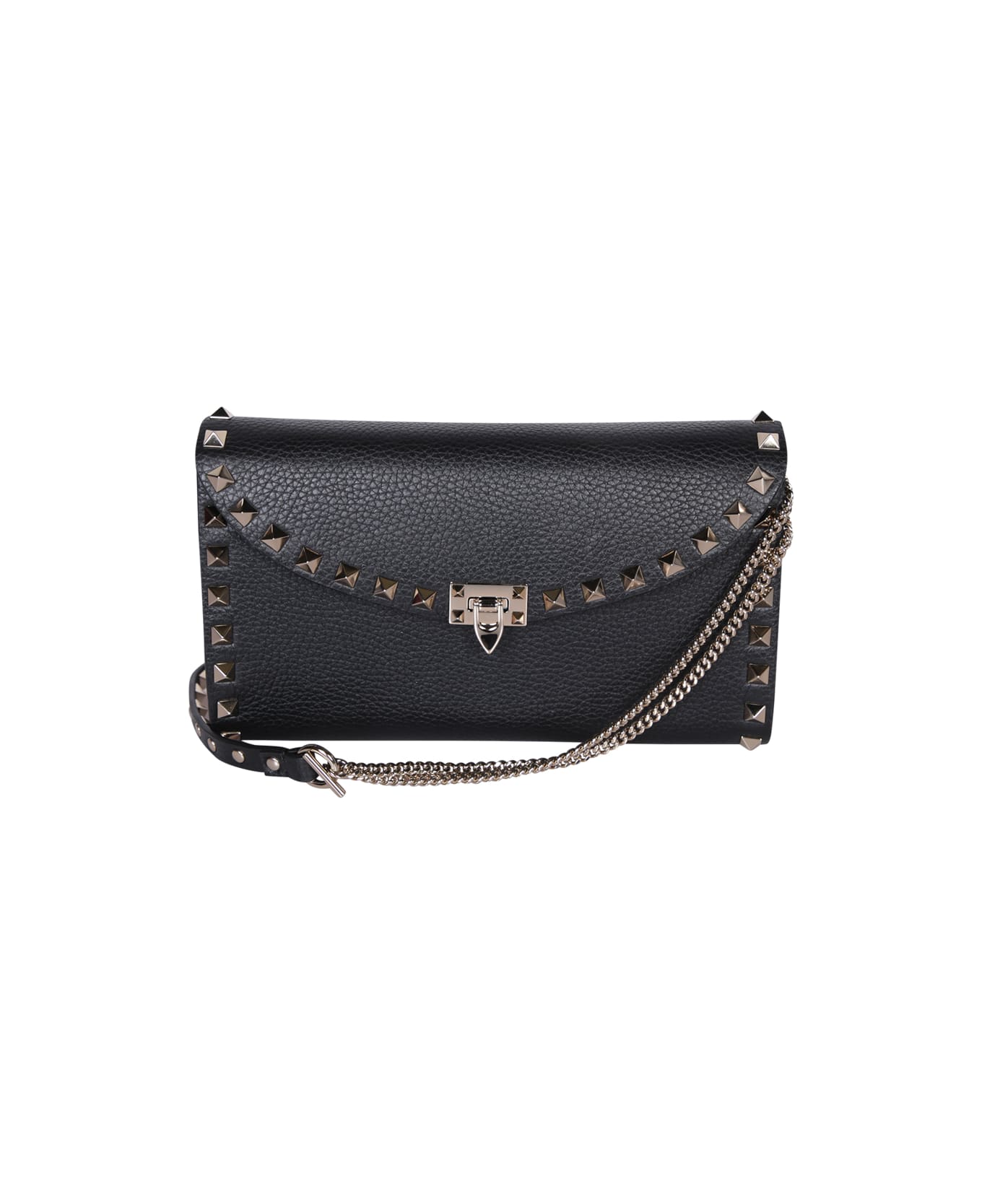 Valentino 'rockstud' Wallet On Chain - Black