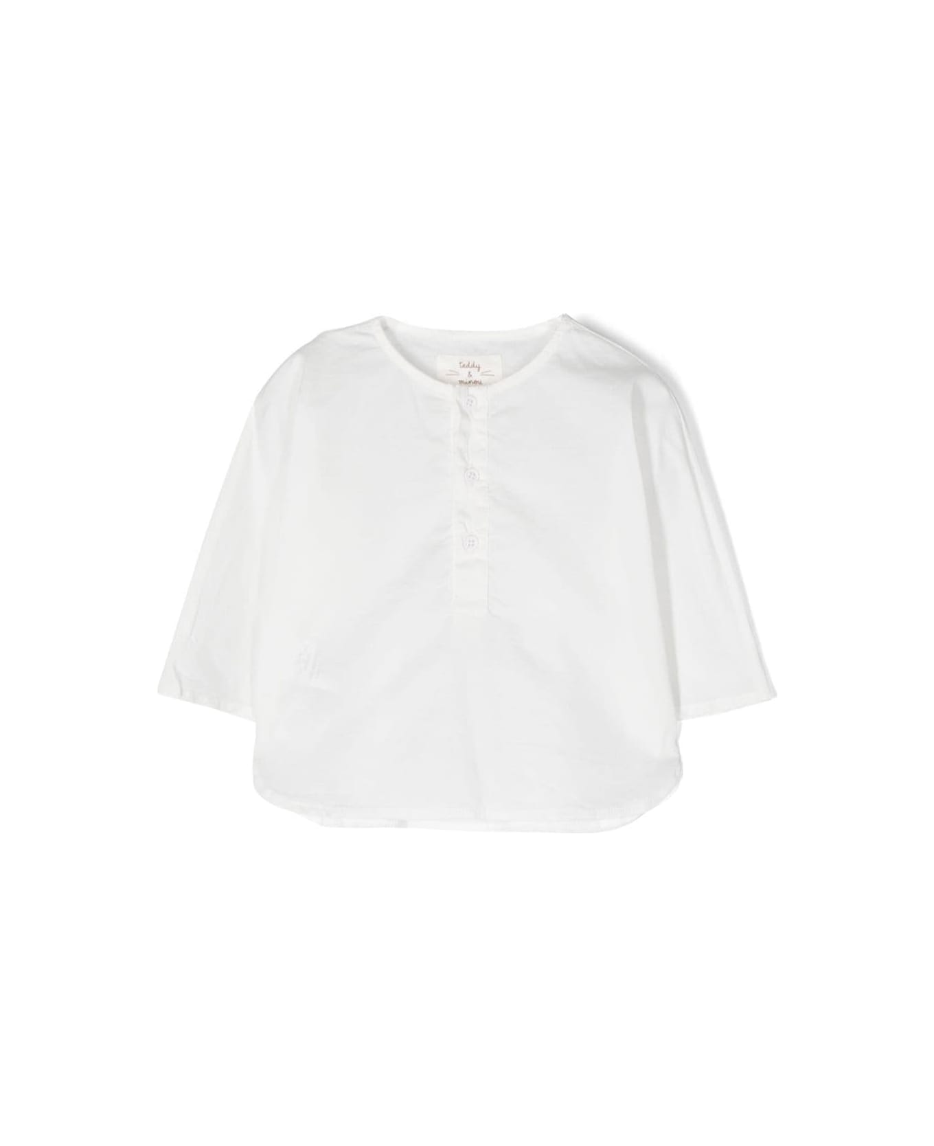 Teddy & Minou Shirt With Cropped Sleeves - White