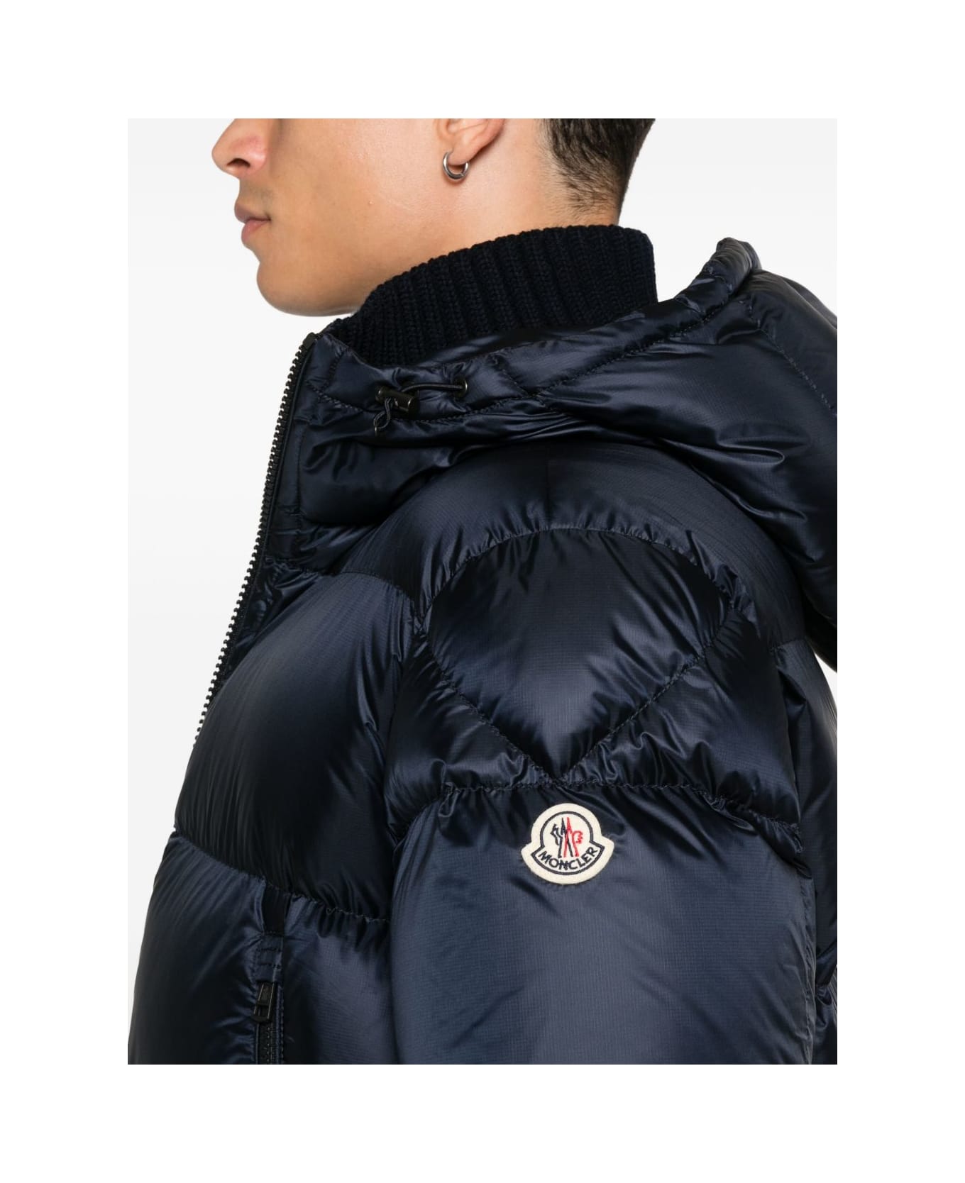 Moncler Zip-up Coat With Hood - Blue