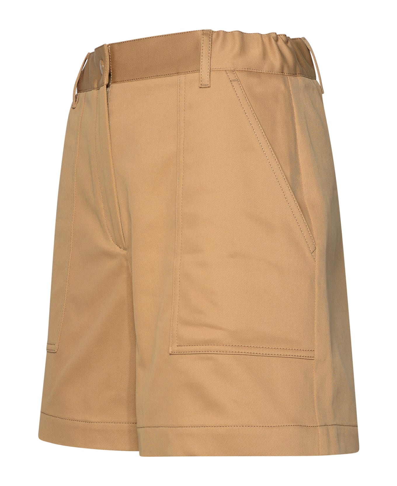 Moncler Beige Cotton Blend Shorts - Light Brown