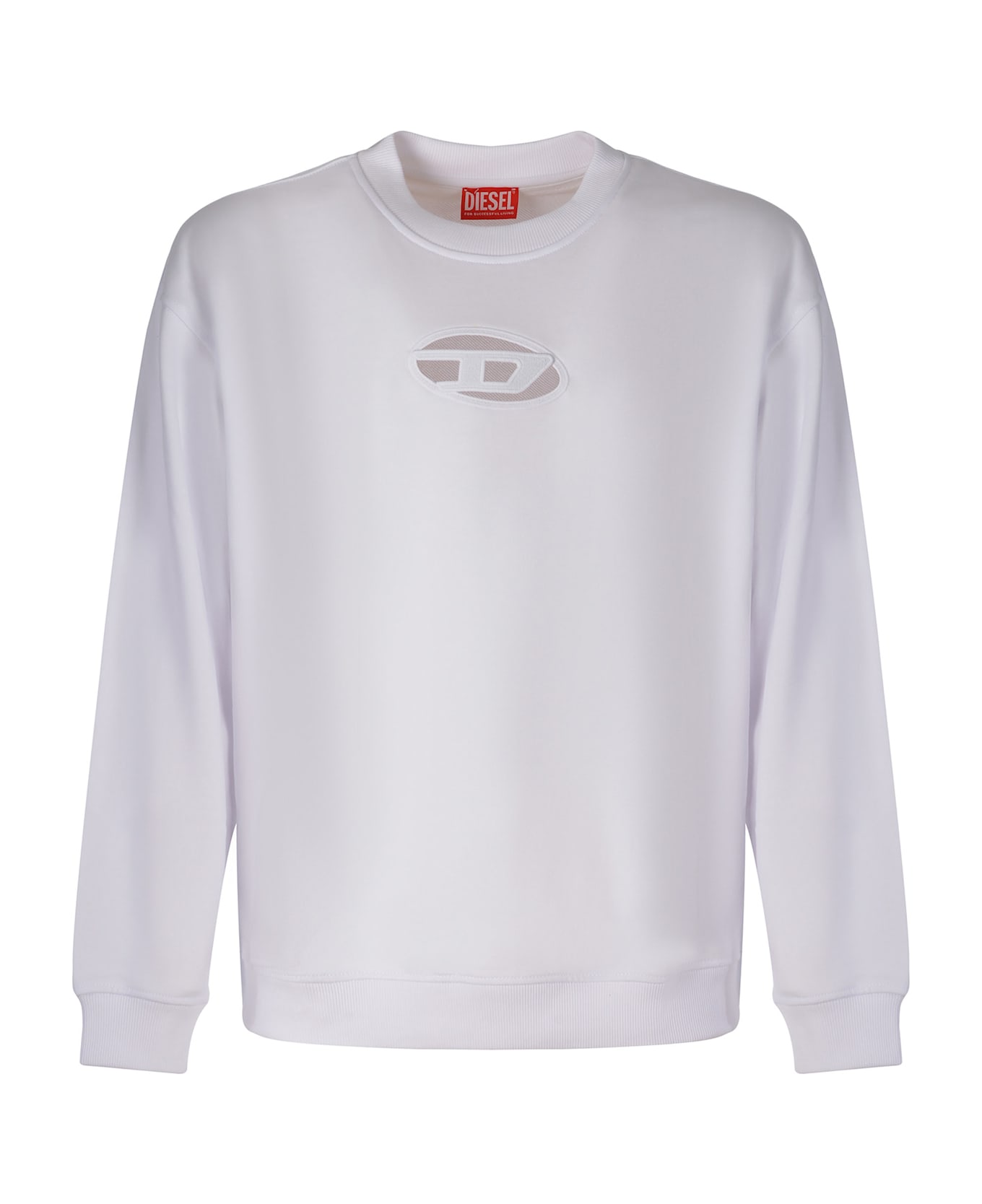 Diesel Cut-out Oval D Logo Sweatshirt - White