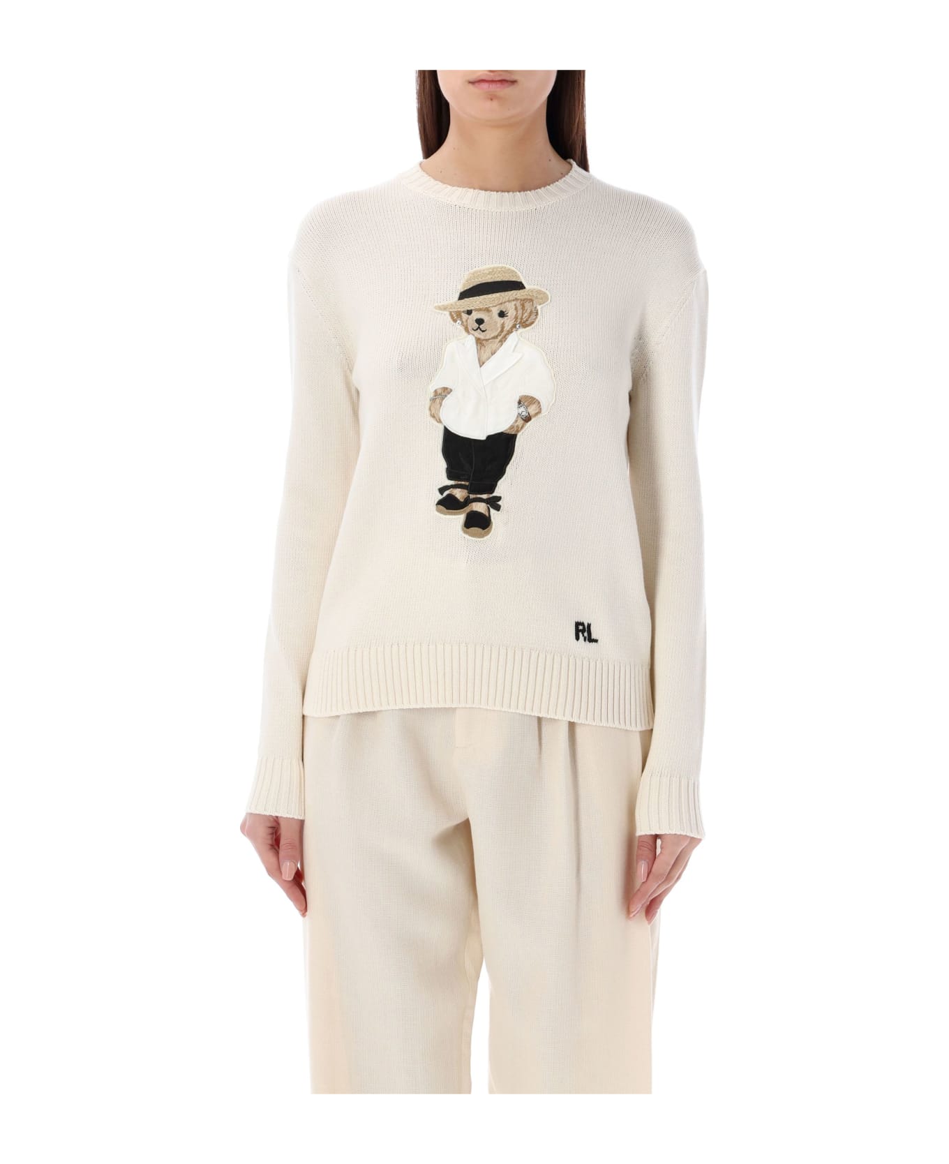 Ralph Lauren Linen Polo Bear Sweater - CREAM ニットウェア