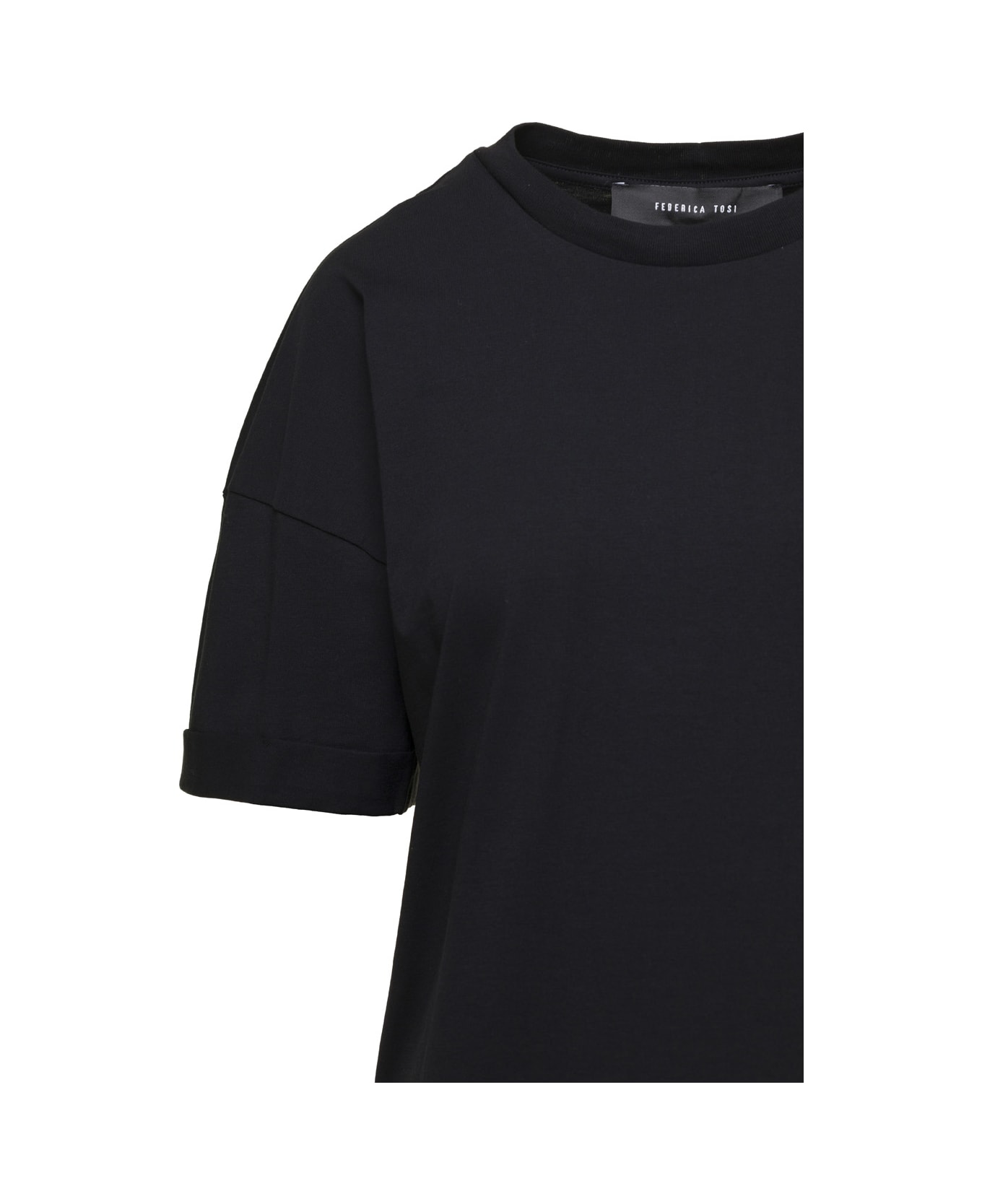 Federica Tosi Black Crewneck T-shirt In Cotton Woman - Black Tシャツ
