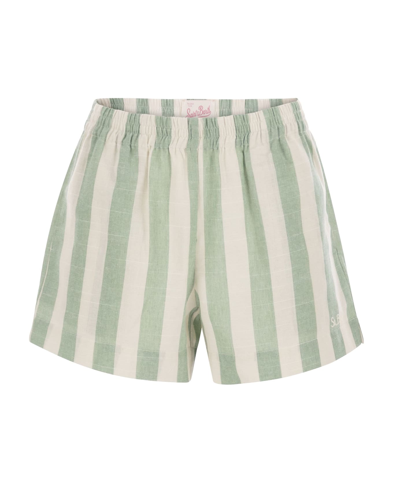 MC2 Saint Barth Meave - Striped Cotton Shorts - White/green