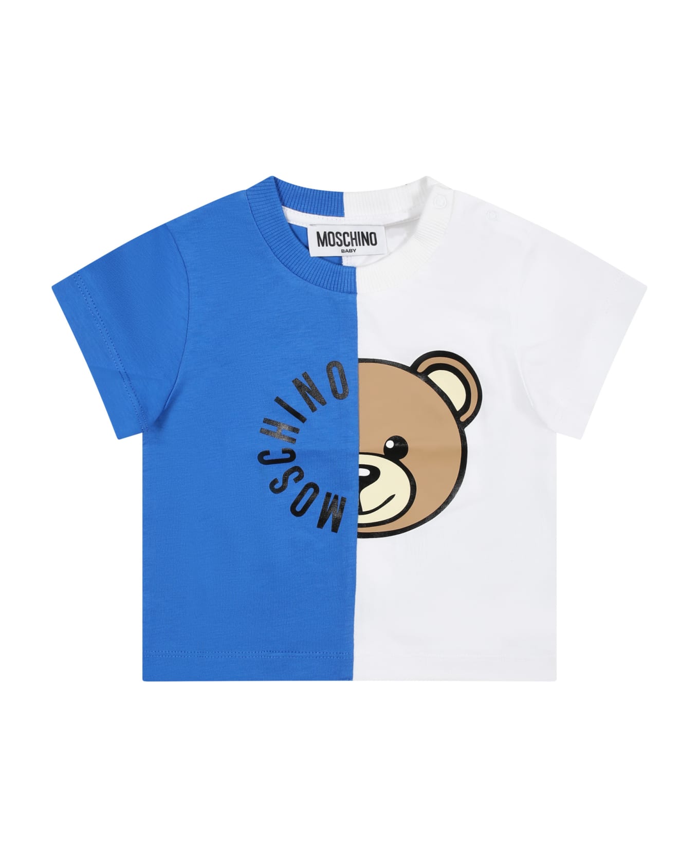 Moschino Blue T-shirt For Babies With Teddy Bear And Logo - Blue Tシャツ＆ポロシャツ