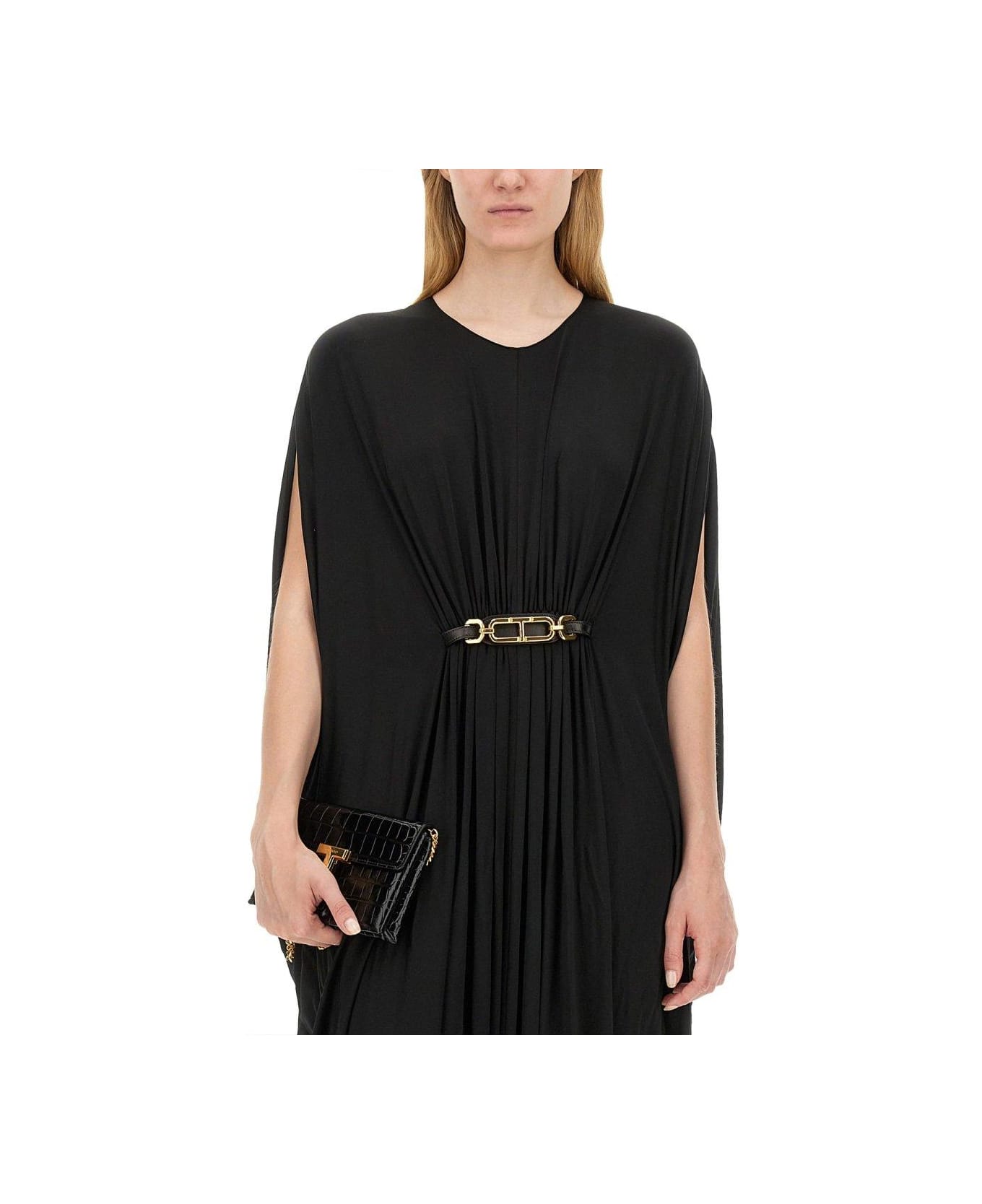 Tom Ford Satin Stretch-jersey Kaftan Dress - BLACK