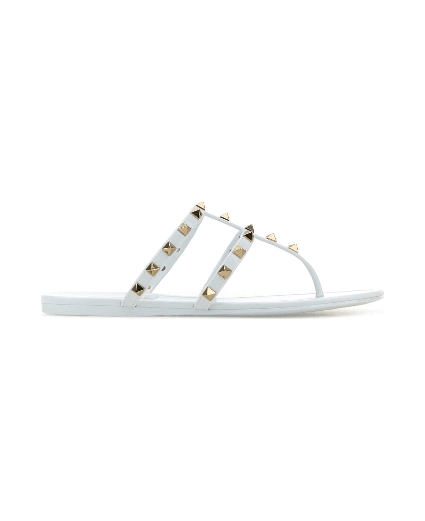 Valentino Garavani White Pvc Rockstud Thong Slippers - BIANCOOTTICO