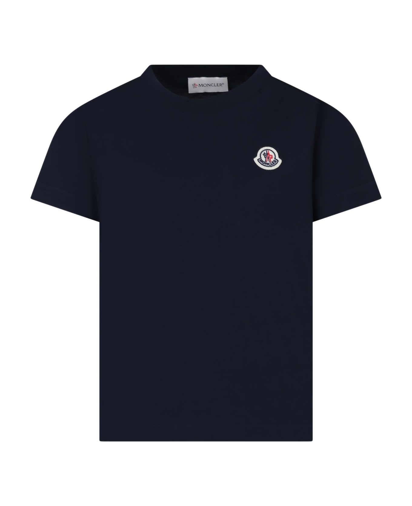 Moncler Blue T-shirt For Kids With Logo - Blue