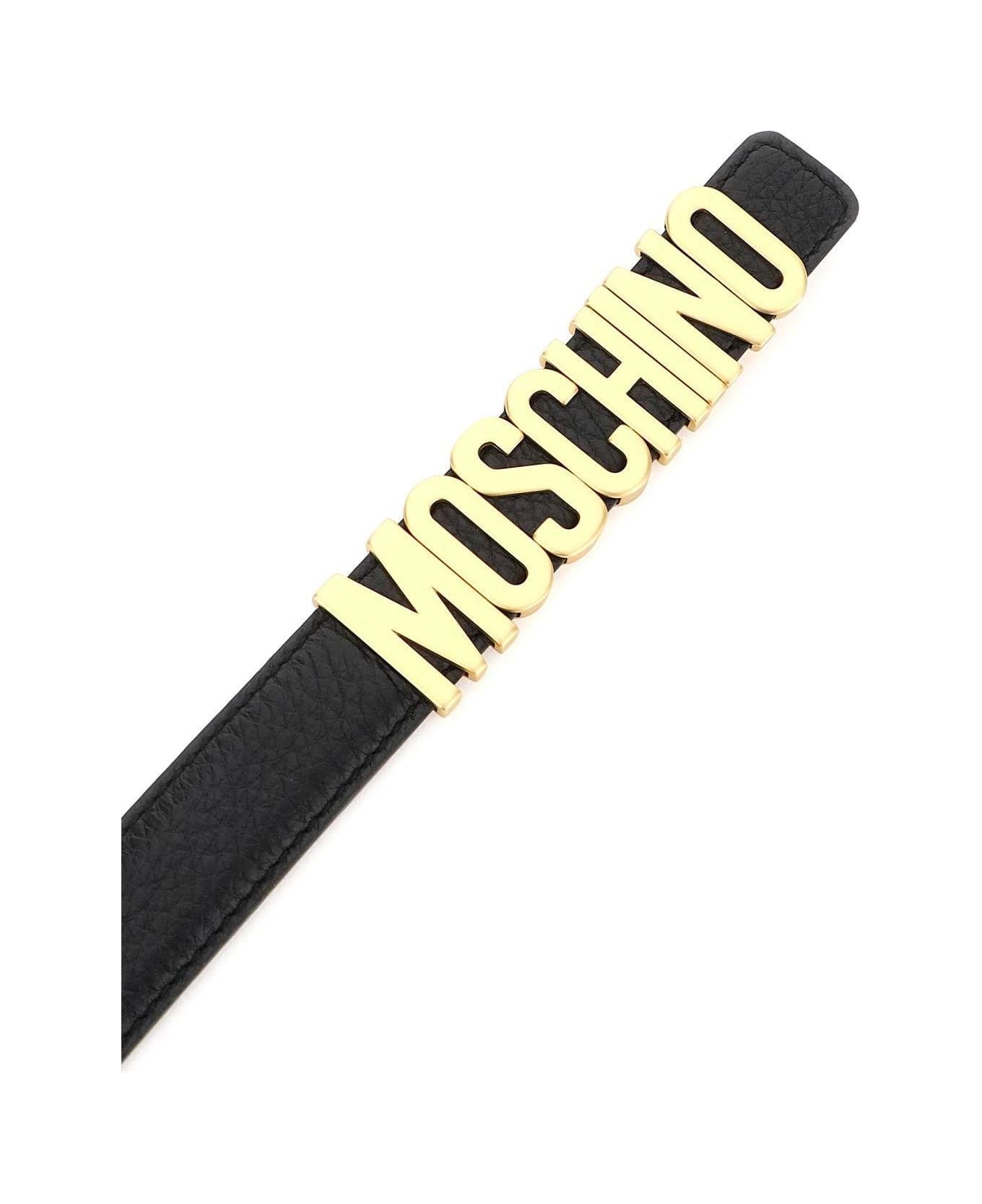 Moschino Lettering Logo Belt - black