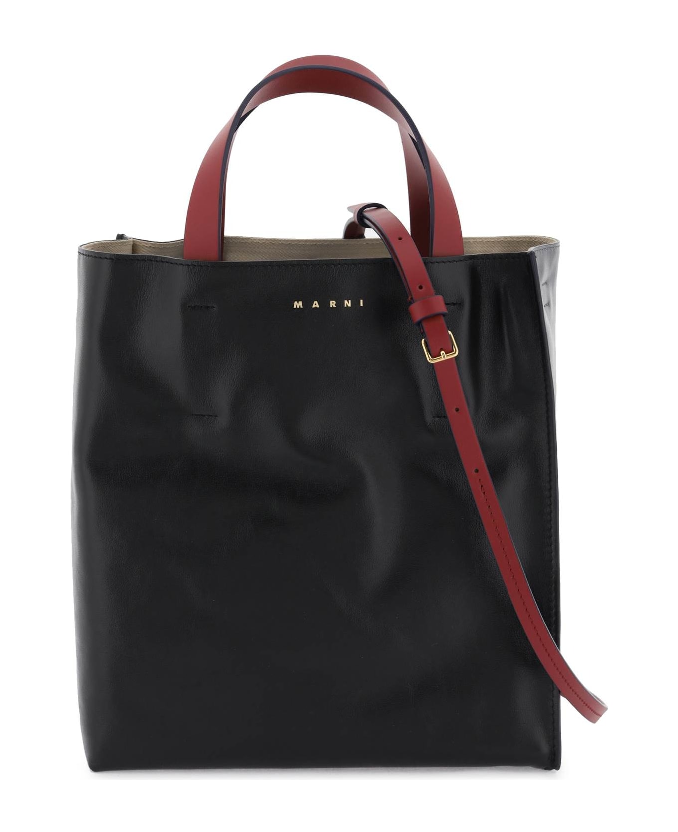 Marni Museo Bag In Black Leather - Black トートバッグ