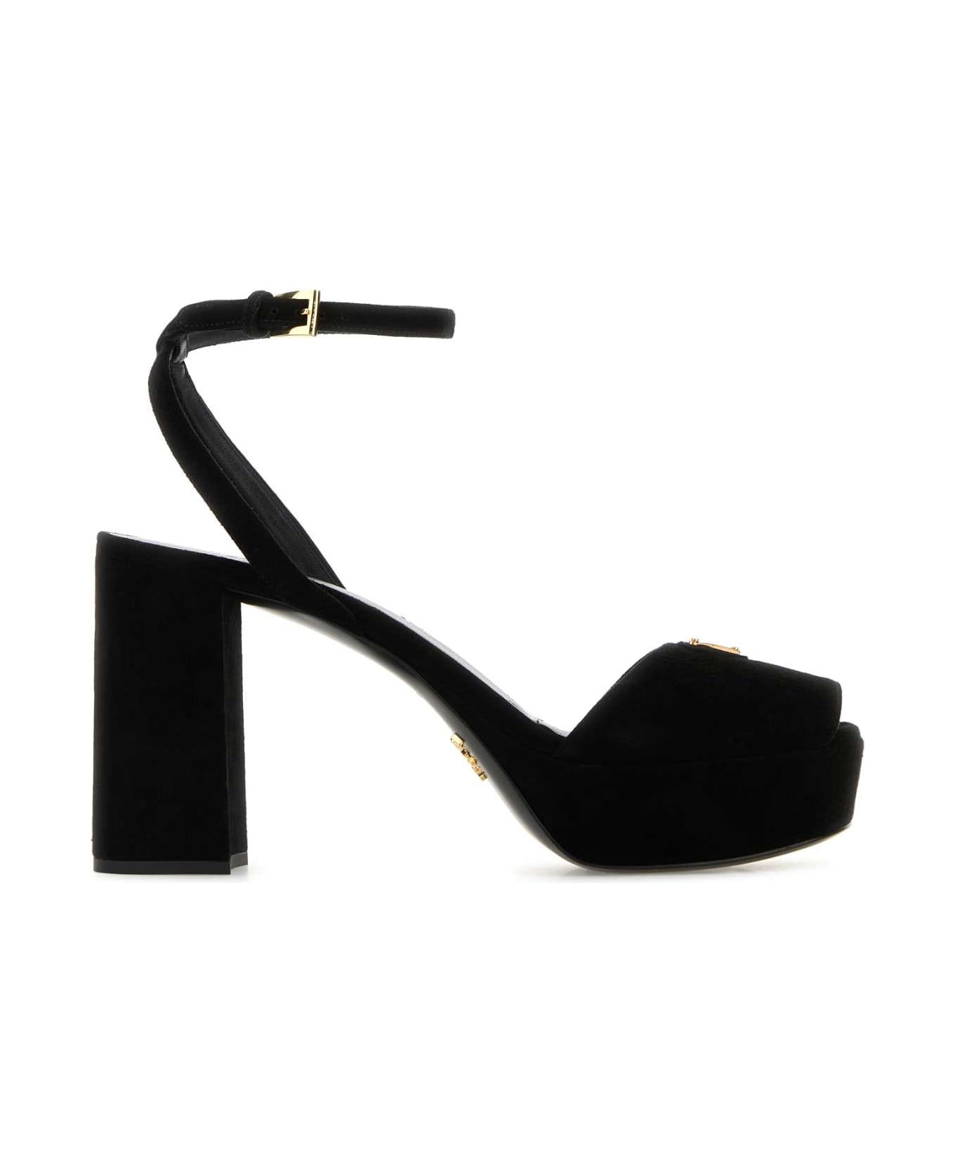 Prada Black Suede Sandals - NERO