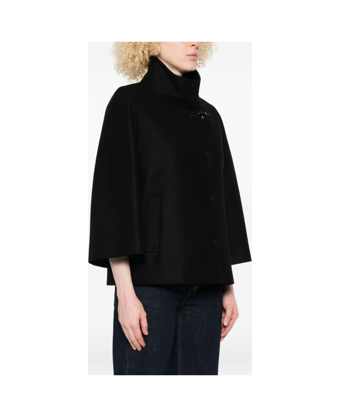 Fay Wool Cape - Black