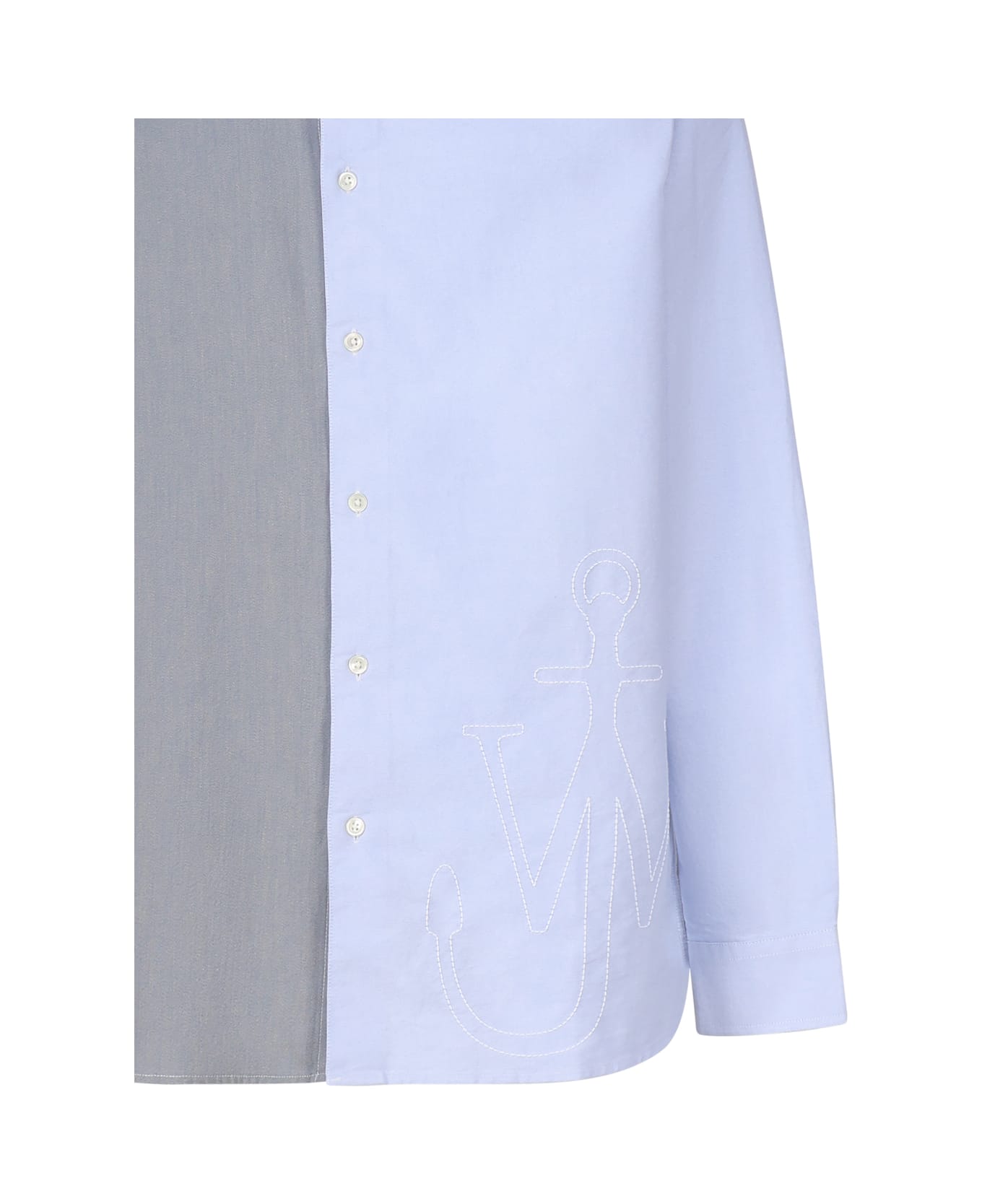J.W. Anderson Patchwork Shirt With Anchor Embroidery - Grey, light blue シャツ