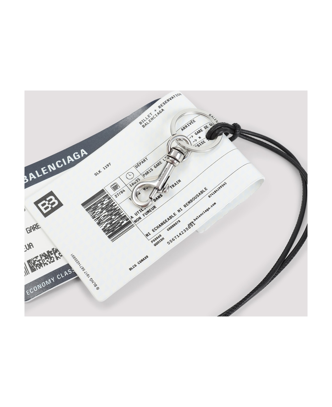 Balenciaga Train Ticket Keyring - White Blk Blue