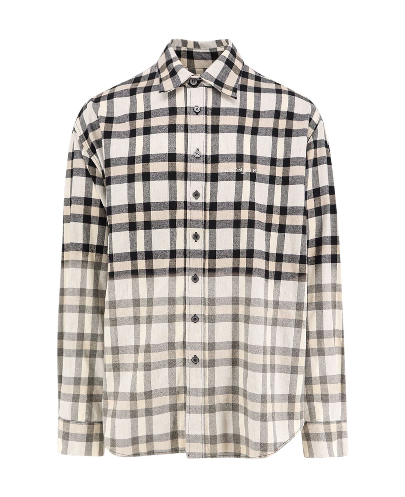 ih nom uh nit Dégradé Cotton Blend Shirt - Blackwhite