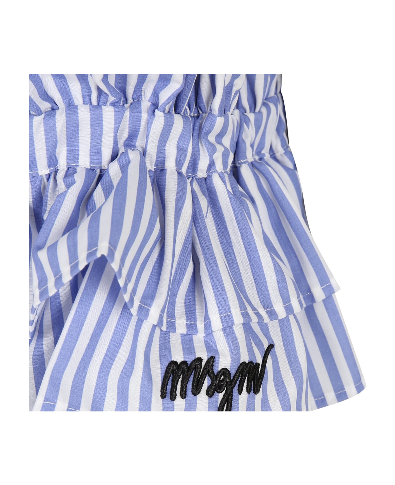 MSGM Blue Crop Top For Girl With Logo - Blue トップス