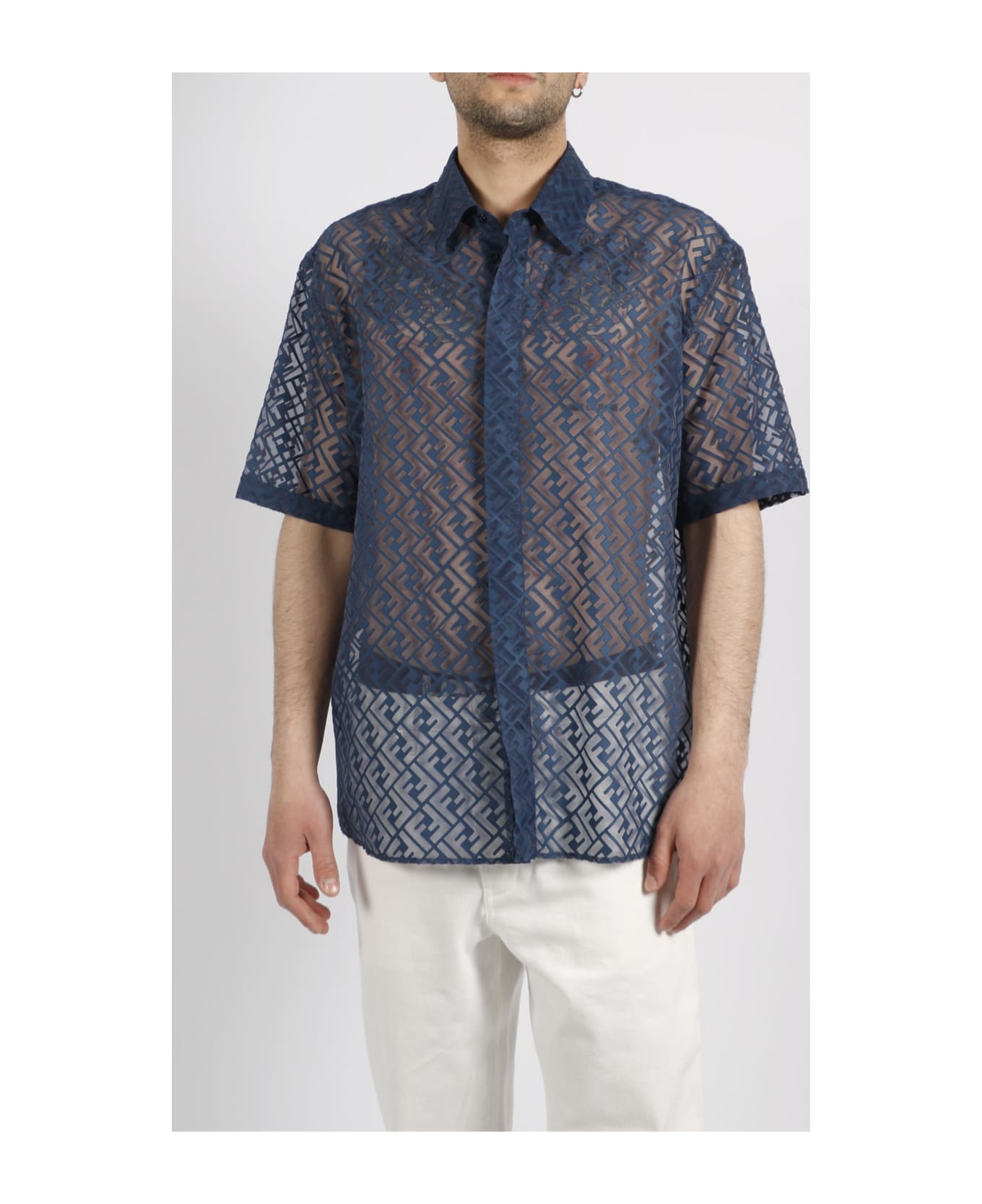 Fendi Devore` Fabric Shirt - Blue
