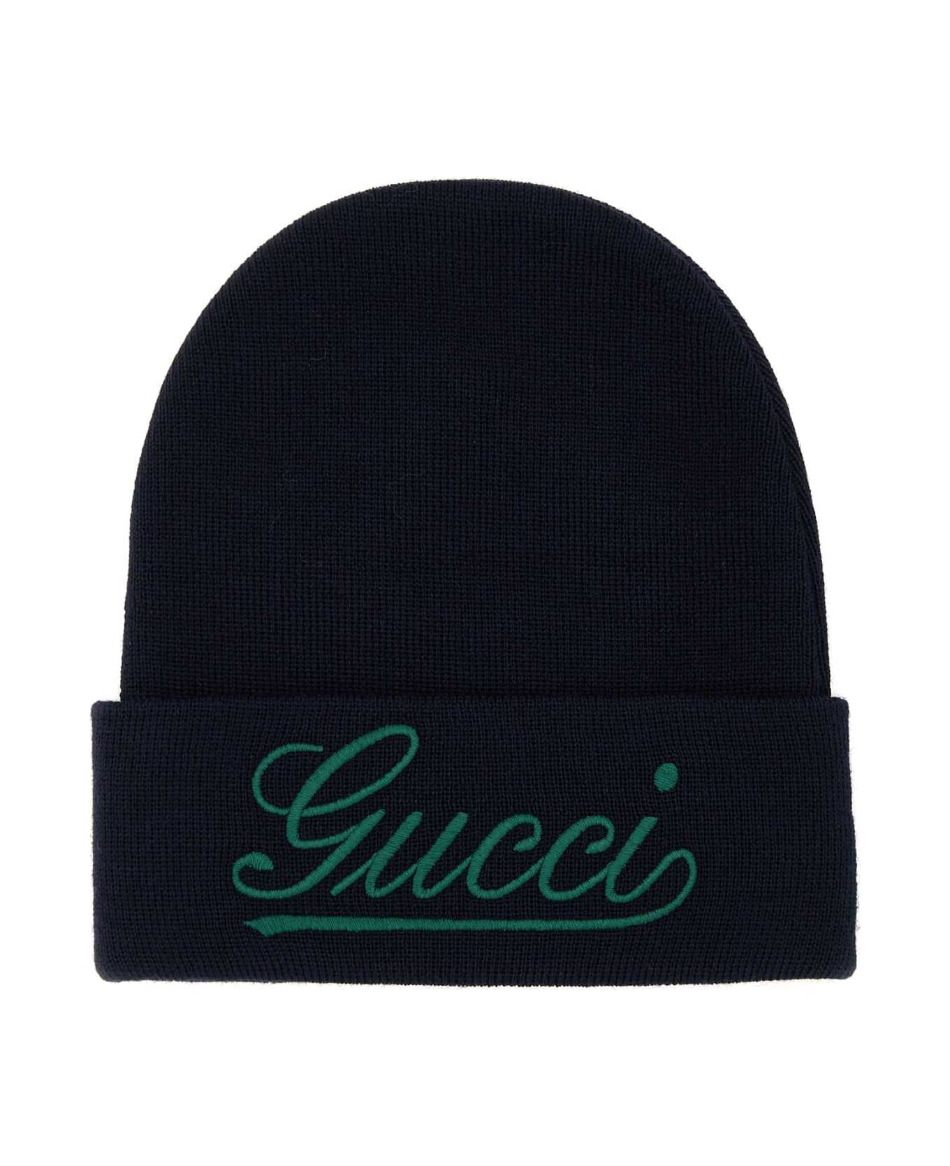 Gucci Beanie Hat - NAVYDARKGREEN