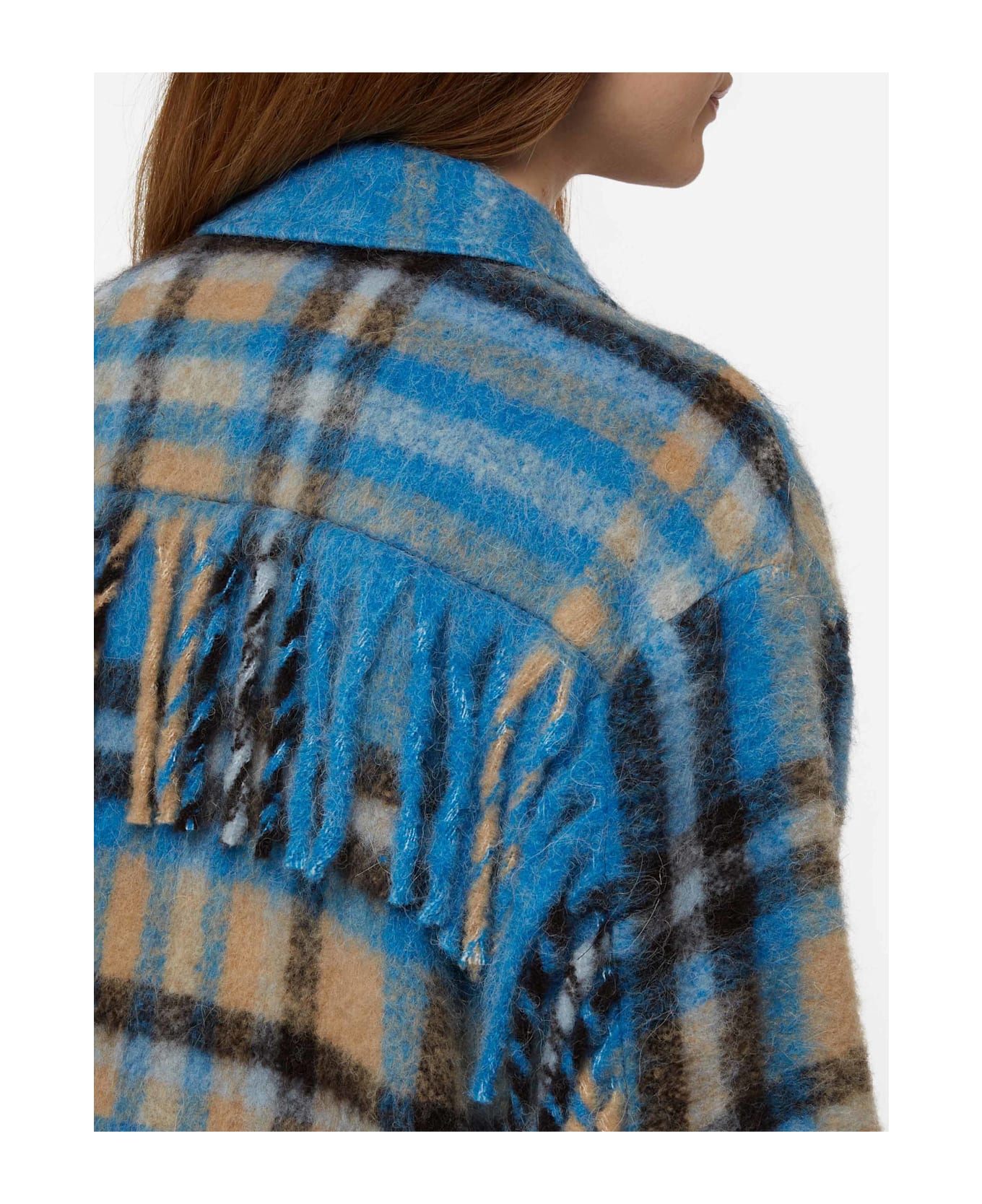 MC2 Saint Barth Woman Overshirt Jacket With Fringes - SKY