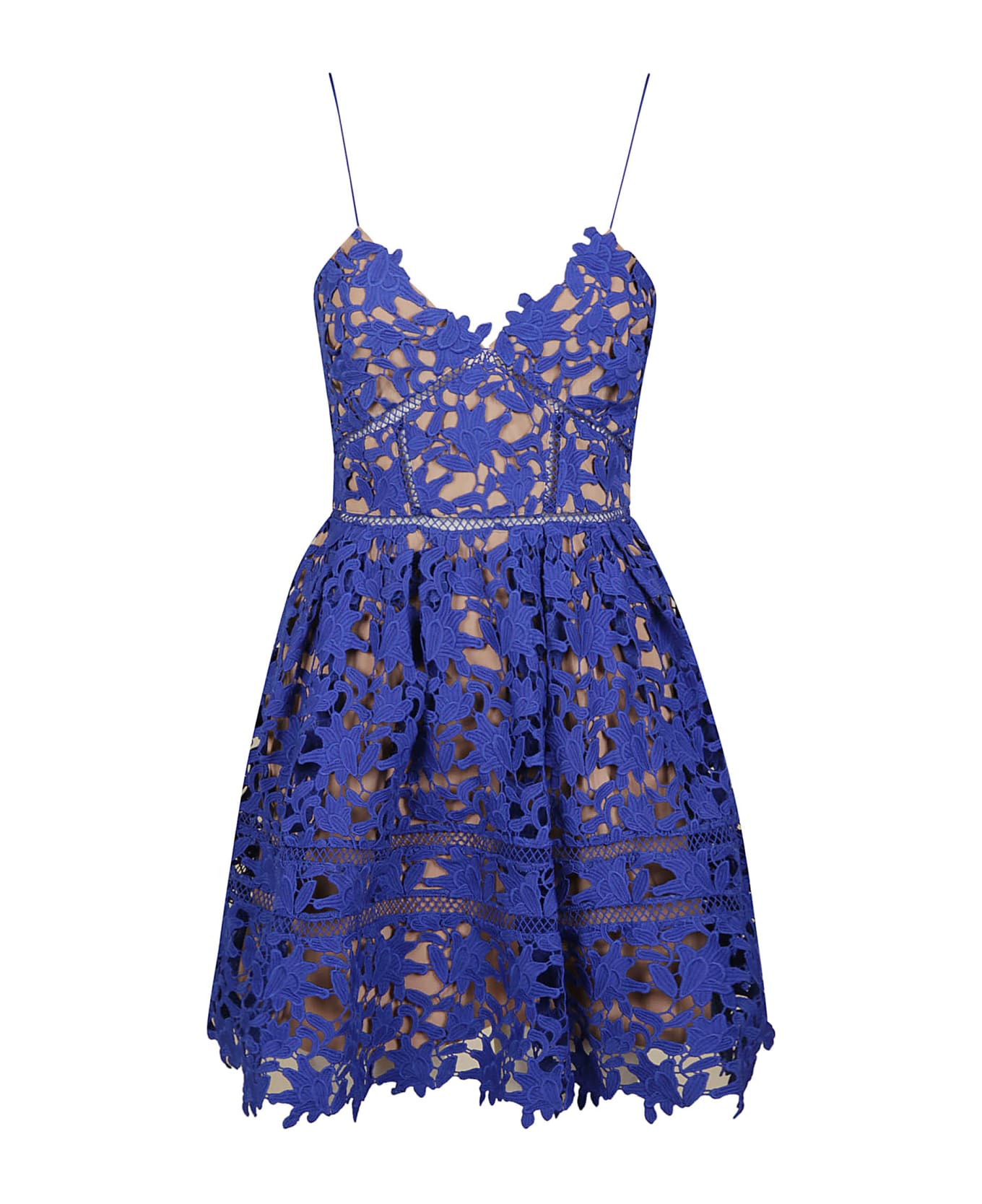 self-portrait Deep Blue Azalea Mini Dress - Blue