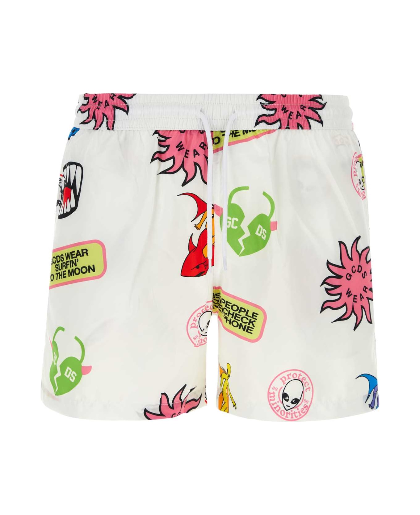 GCDS Printed Polyester Swimming Shorts - MX