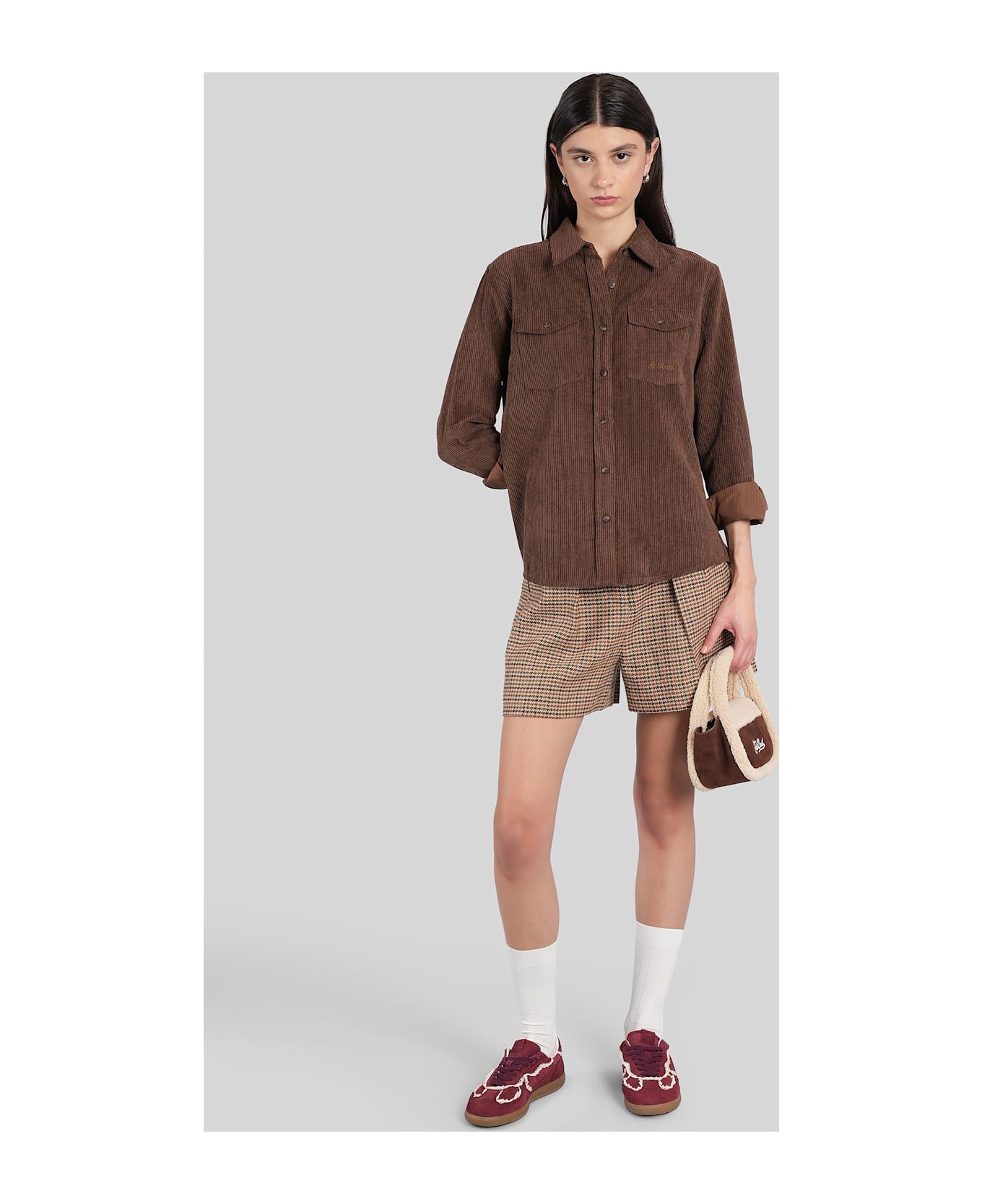 MC2 Saint Barth Deer Corduroy Shirt In Brown Polyester - brown